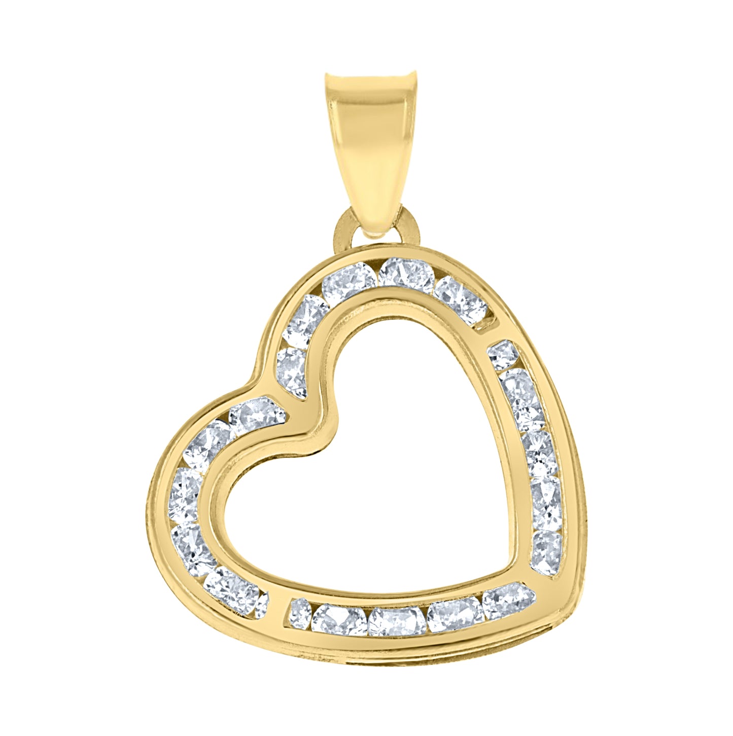 10K Yellow Gold Womens Cubic Zirconia Cubic-Zirconia Love Heart Charm Pendant