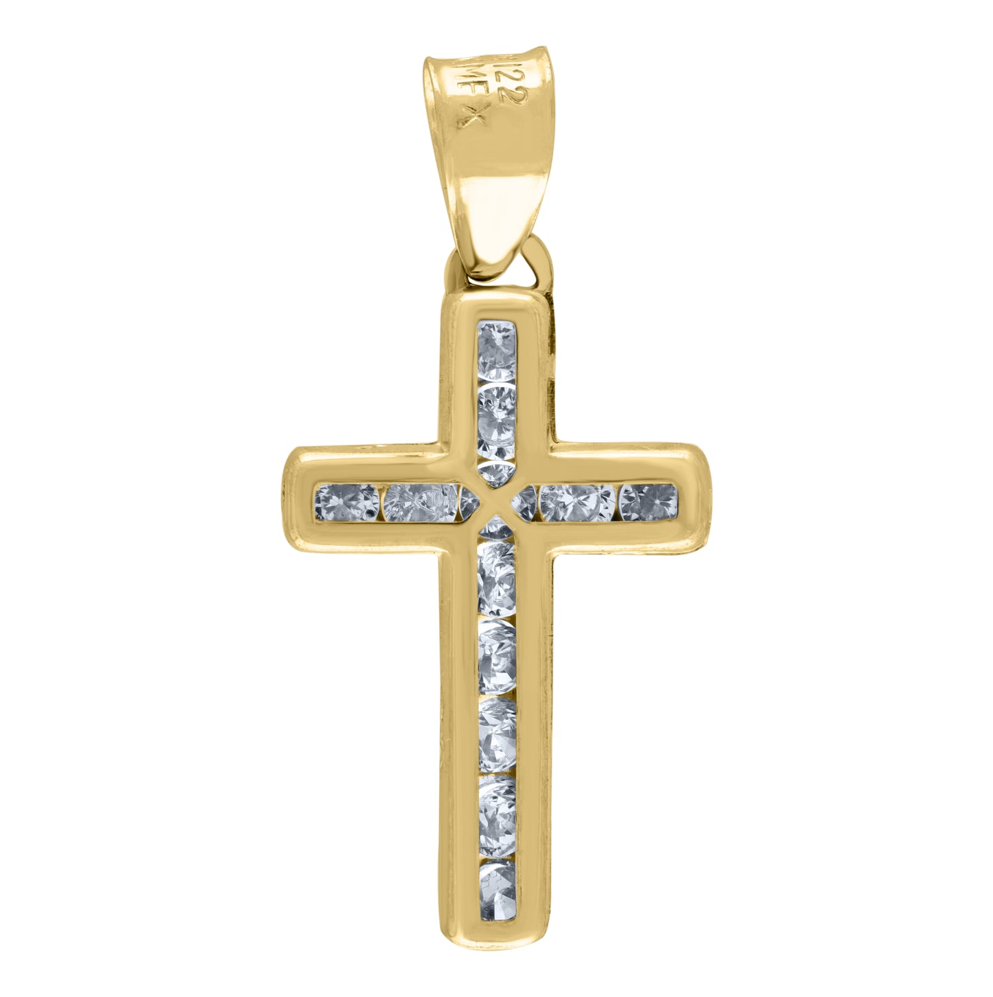 14K Yellow Gold Unisex Cubic-Zirconia Cross Religious Charm Pendant