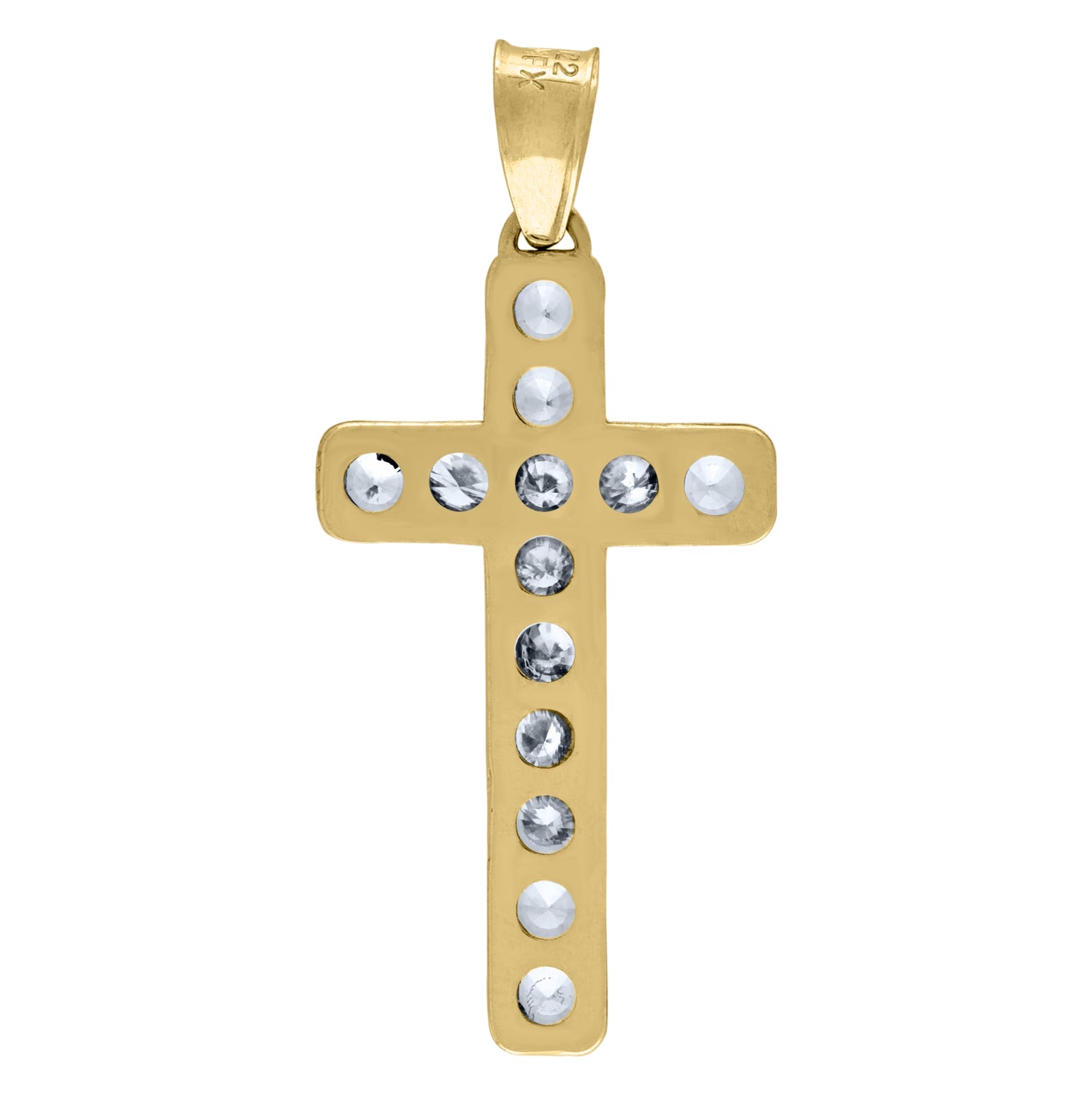 14K Yellow Gold Unisex Cubic-Zirconia Crucifix Cross Religious Charm Pendant