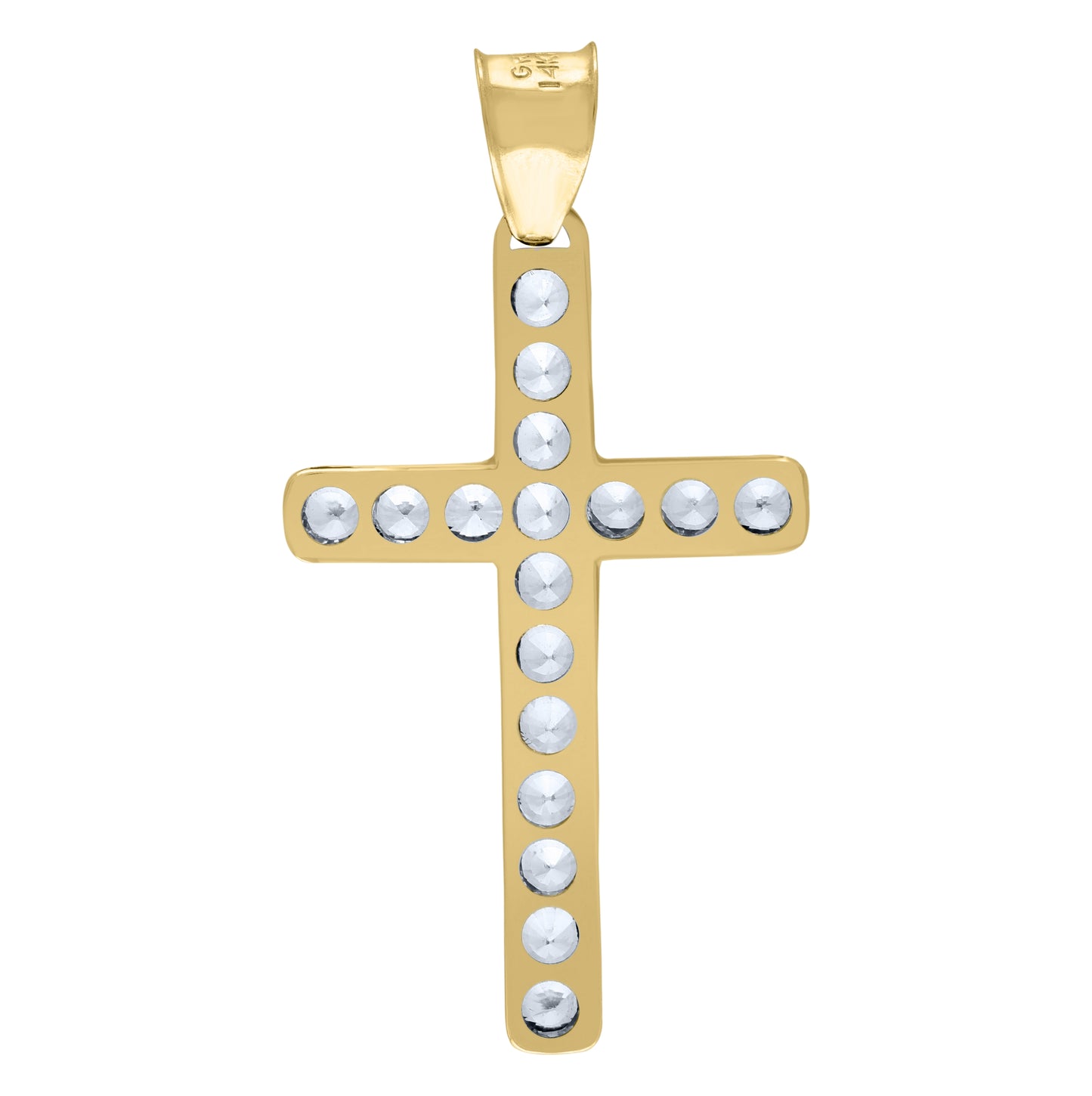 14K Yellow Gold Unisex Cubic-Zirconia Latin Cross Religious Charm Pendant
