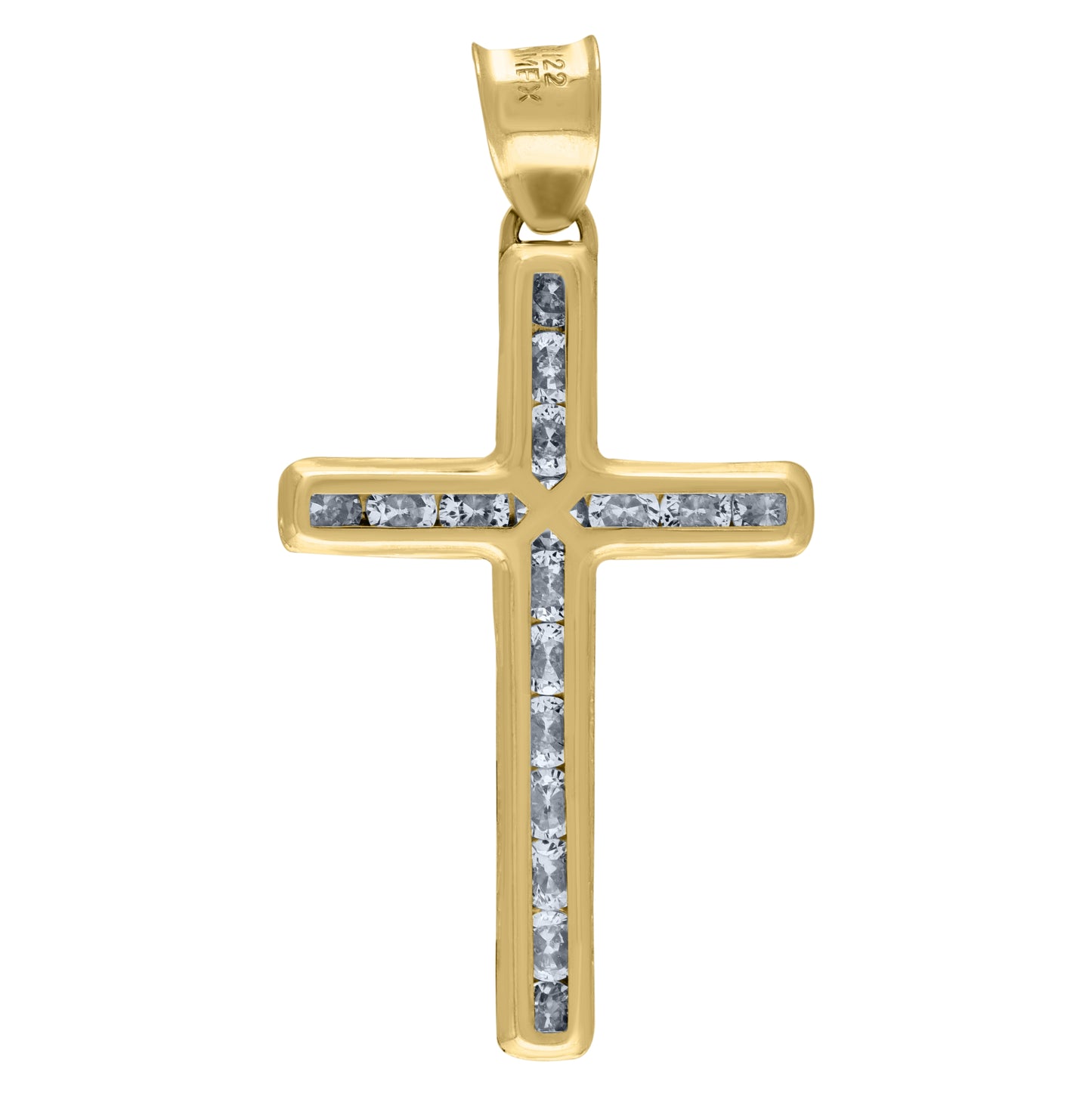 14K Yellow Gold Unisex Cubic-Zirconia Latin Cross Religious Charm Pendant