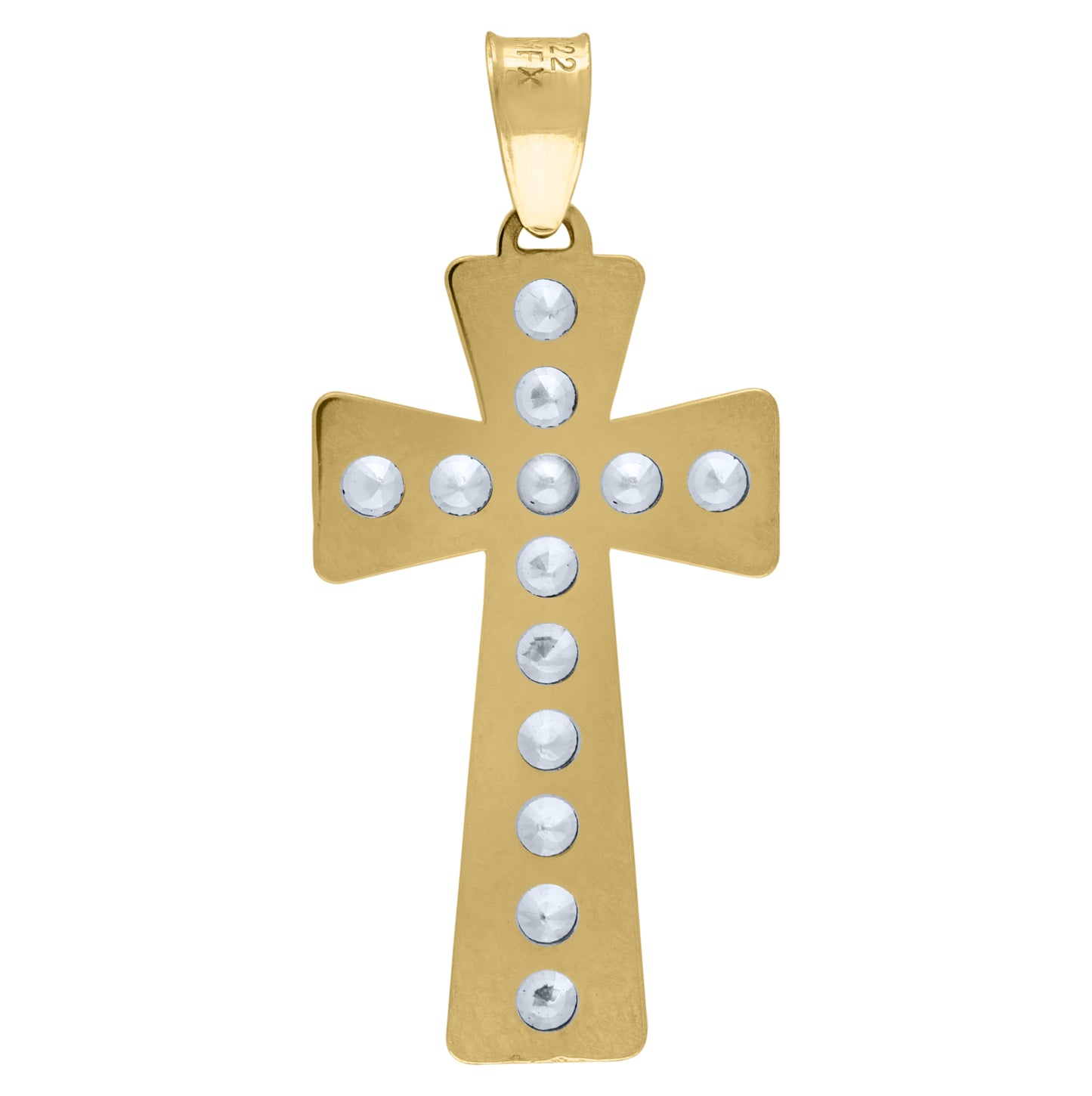 14K Yellow Gold Unisex Cubic-Zirconia Cross Religious Charm Pendant