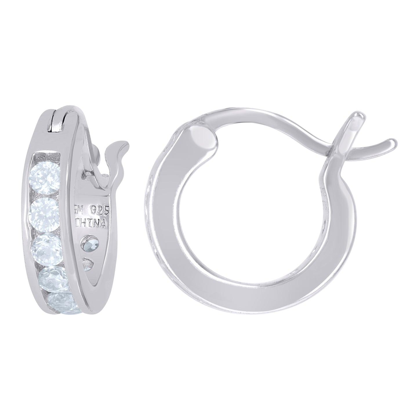 Sterling Silver Or Yellow-Tone Womens Round Cubic Zirconia Hoop Fashion Earrings