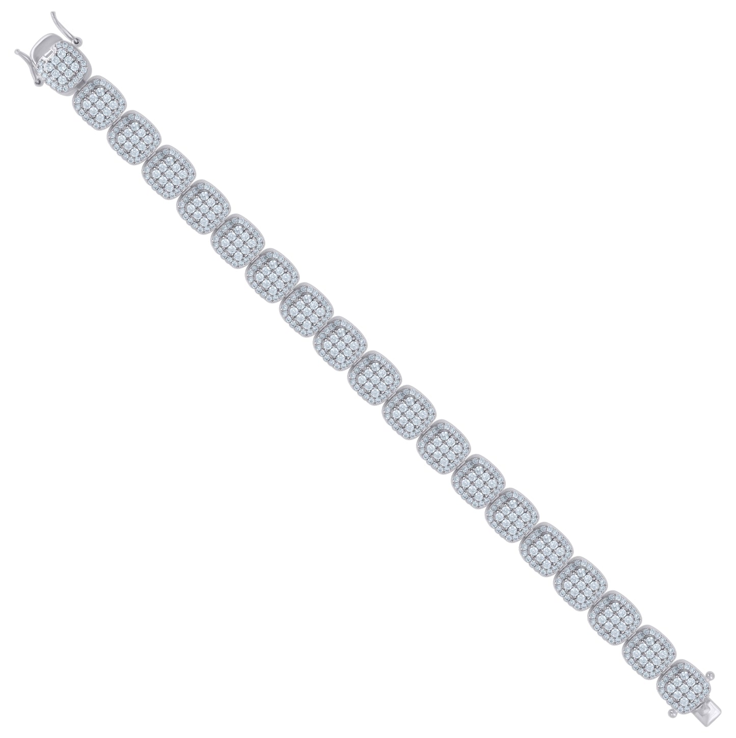 Sterling Silver Womens Micropave Cubic Zirconia Link Bracelet