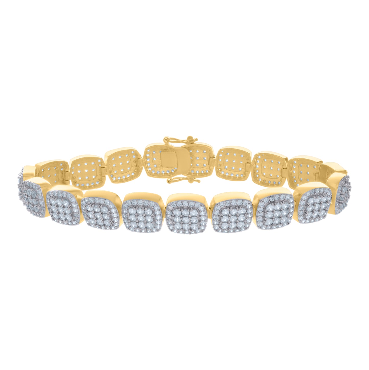 Sterling Silver Womens Micropave Cubic Zirconia Link Bracelet