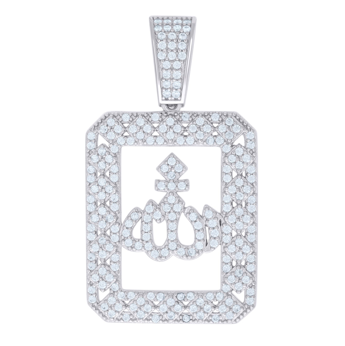 Sterling Silver Unisex Cubic Zirconia Religious Allah Charm Pendant