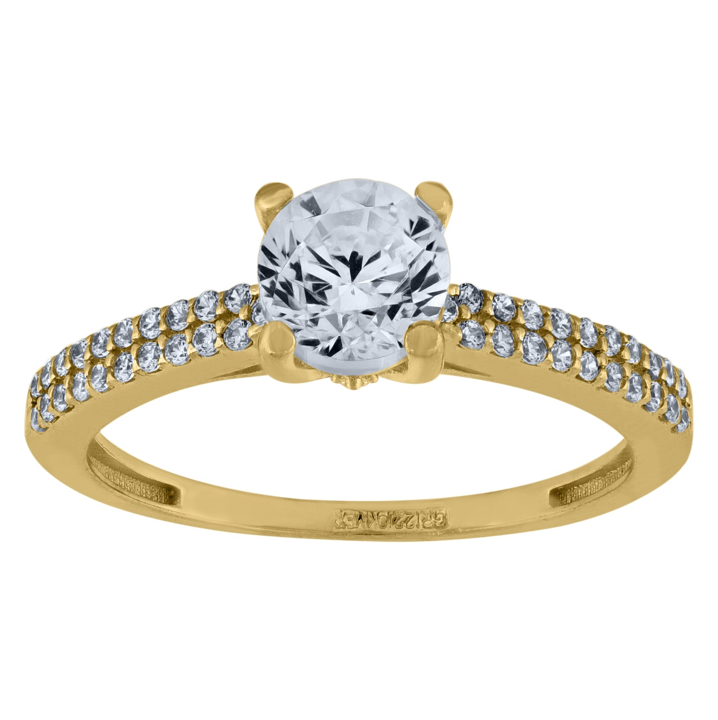 14K Yellow Gold Womens Cubic Zirconia Polished Finish Engagement Ring