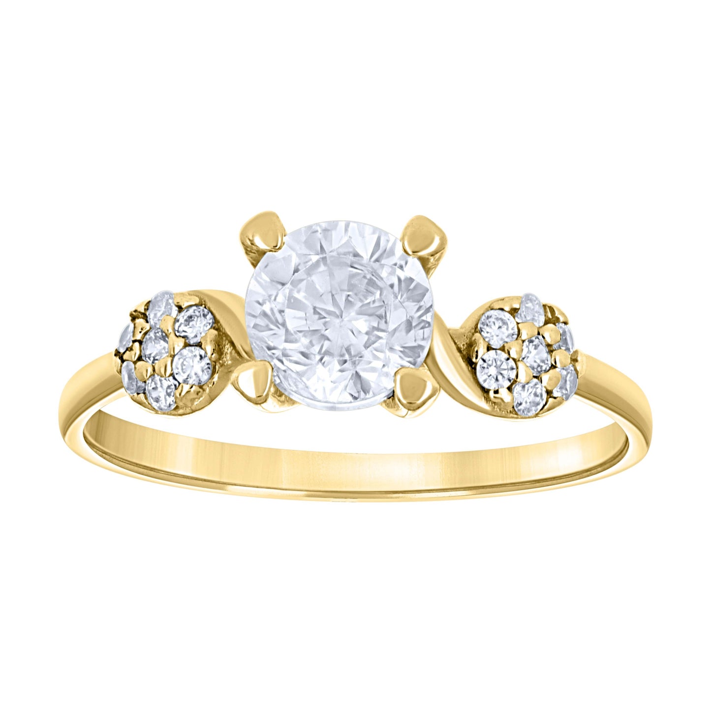 14K Yellow Gold Womens Cubic Zirconia Polished Finish Engagement Ring