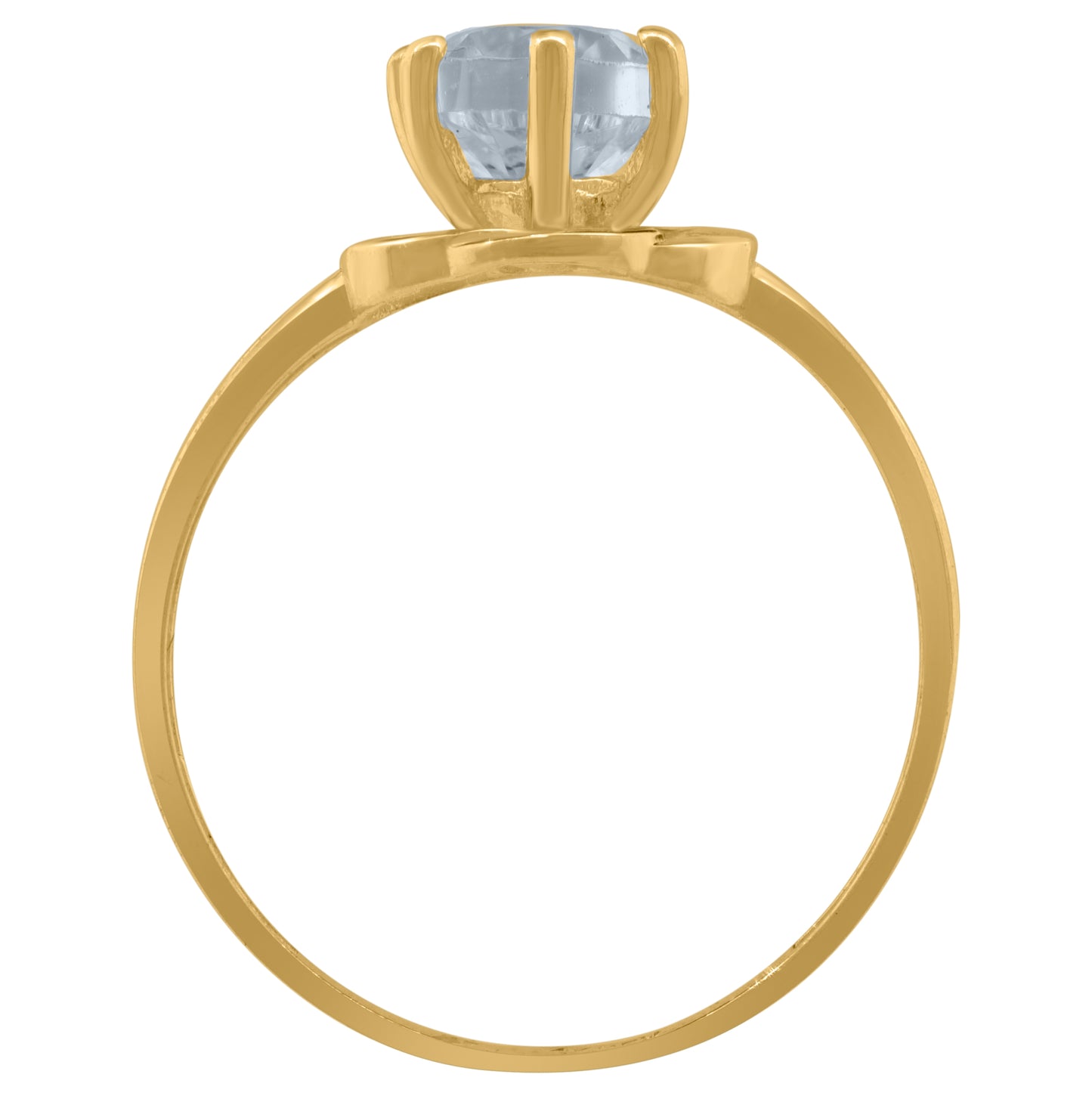 14K Yellow Gold Womens Cubic Zirconia Floral Engagement Ring