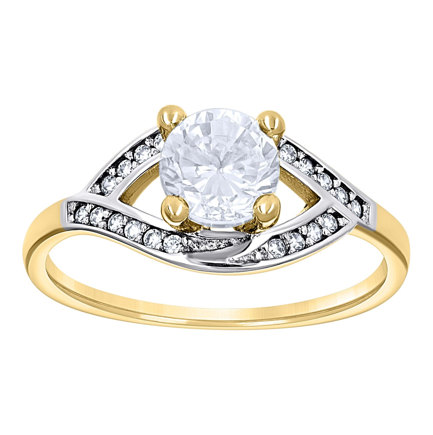 14K Two-Tone Gold Womens Cubic Zirconia Polished Finish Engagement Ring