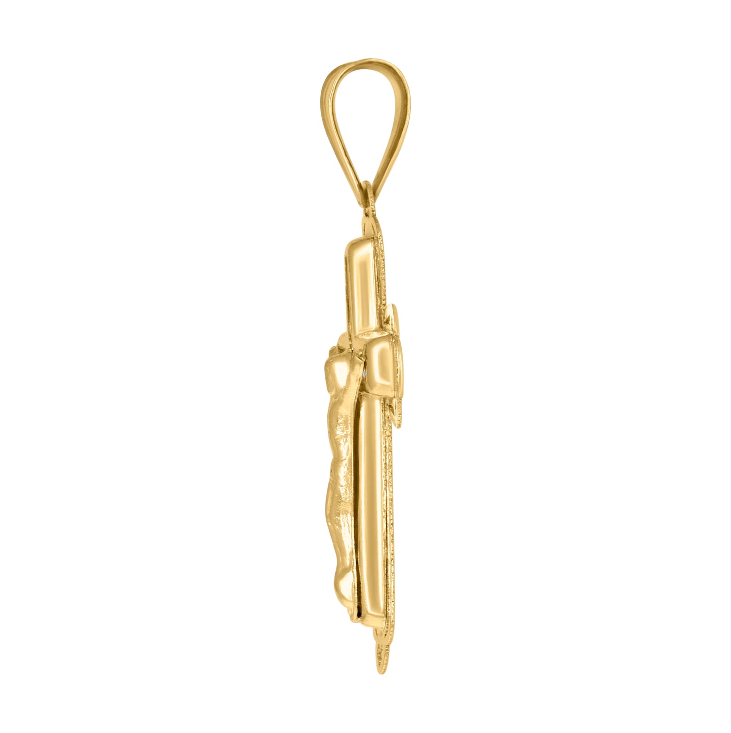 14K Yellow Gold Womens Cubic-Zirconia Crucifix Cross Religious Charm Pendant