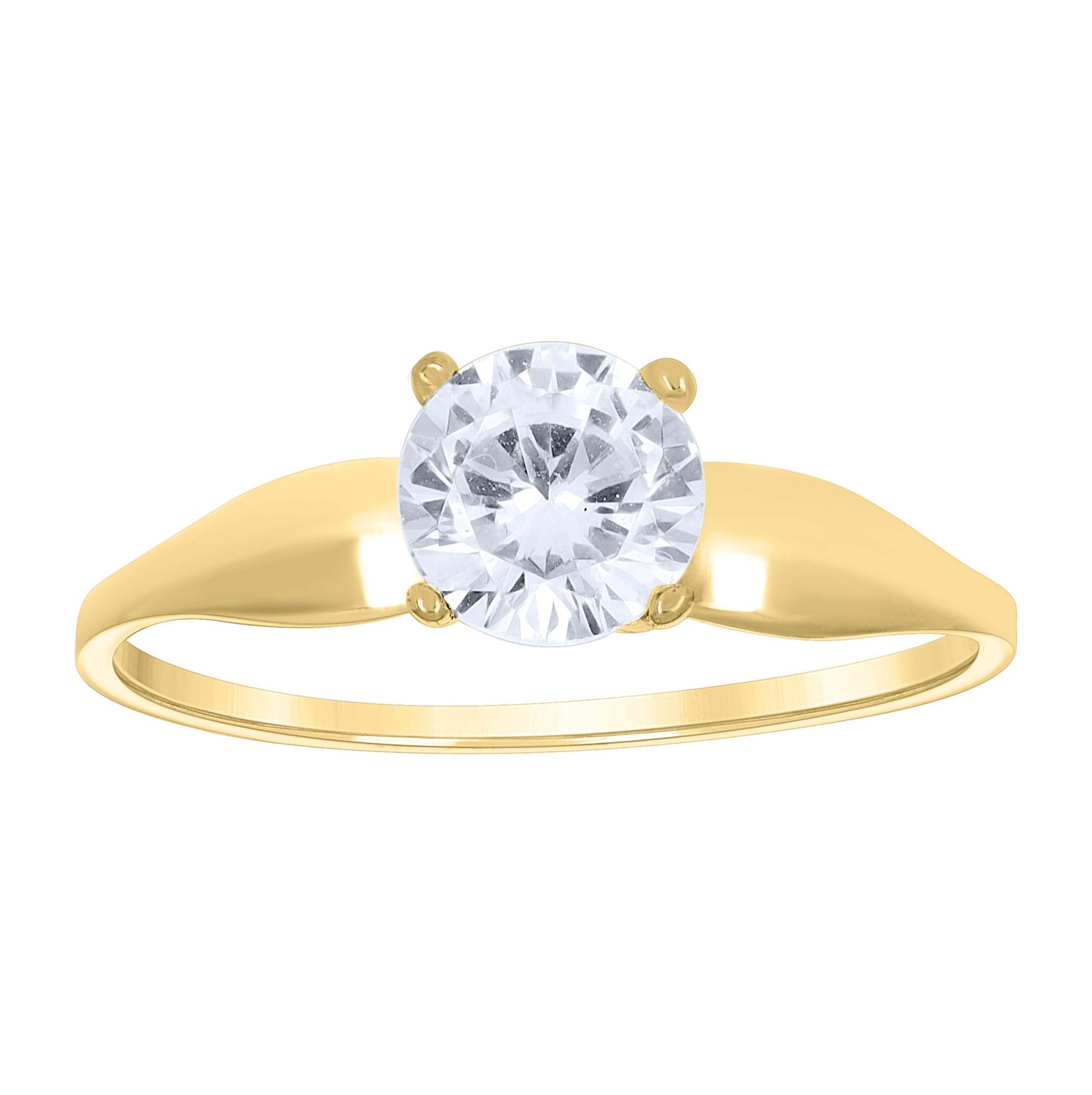 14K Two-Tone Gold Womens Cubic Zirconia Polished Finish Engagement Ring