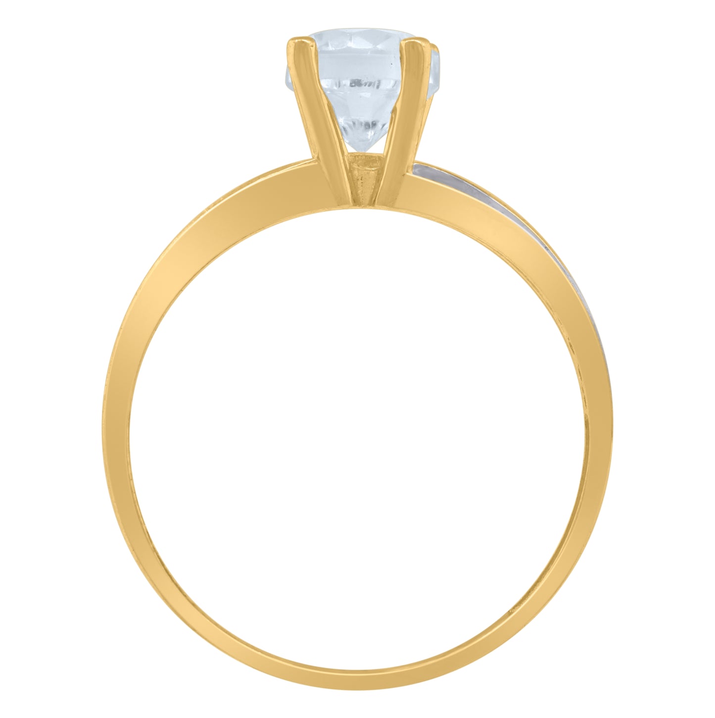 14K Two-Tone Gold Womens Cubic Zirconia Polished Finish Engagement Ring
