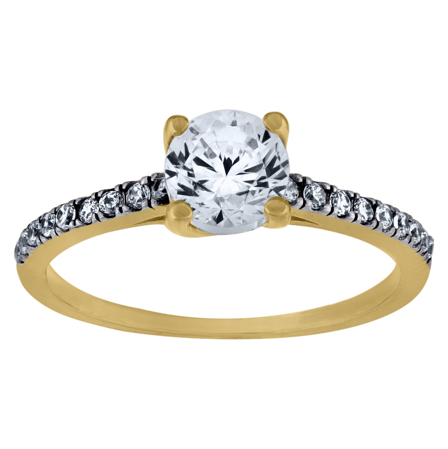 14K Two-Tone Gold Womens Cubic Zirconia Polished Finish Engagement Ring