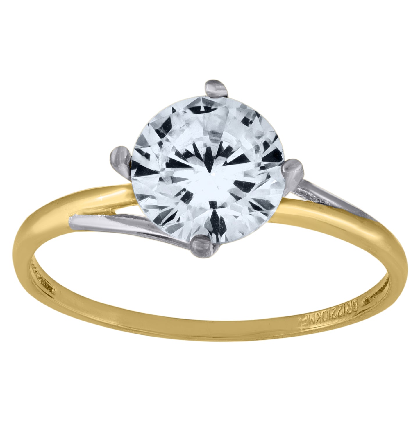 14K Two-Tone Gold Womens Cubic Zirconia Polished Finish Engagement Ring