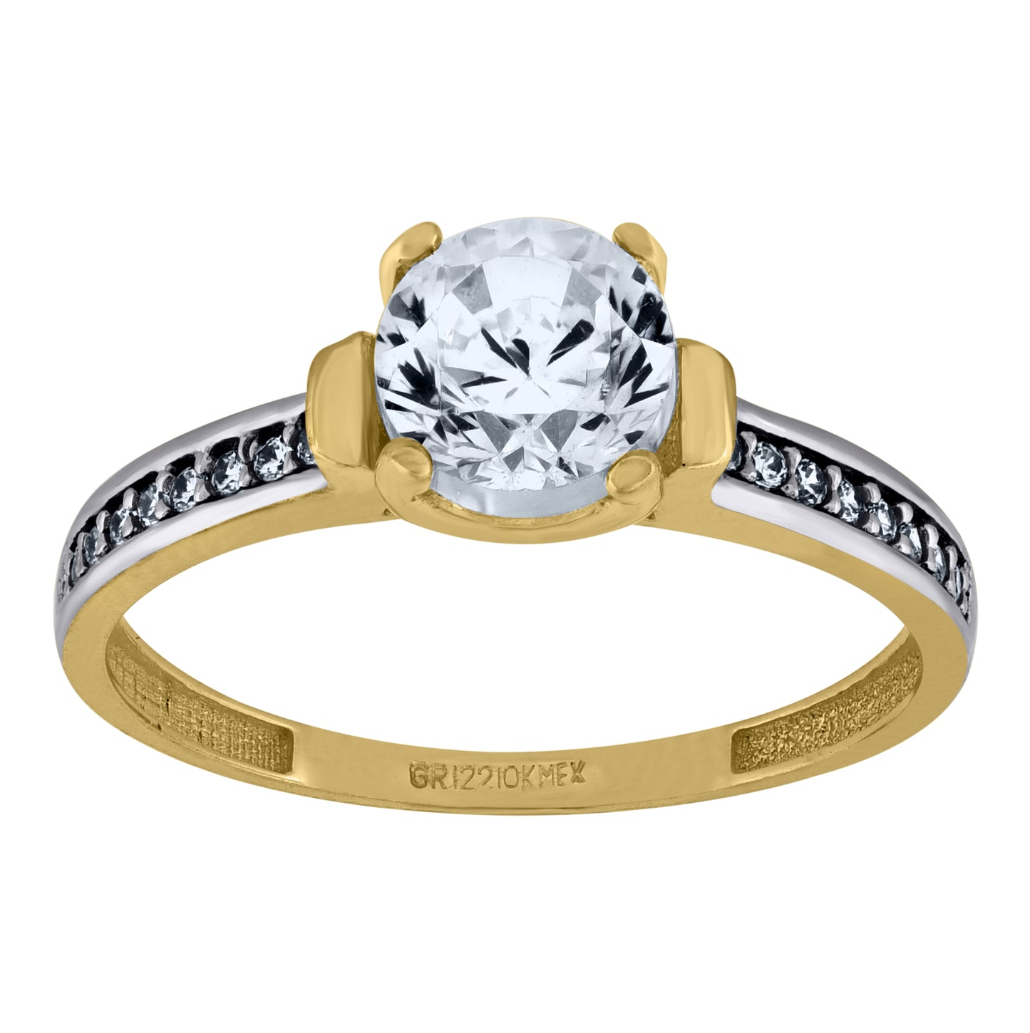 14K Two-Tone Gold Womens Cubic Zirconia Polished Finish Engagement Ring