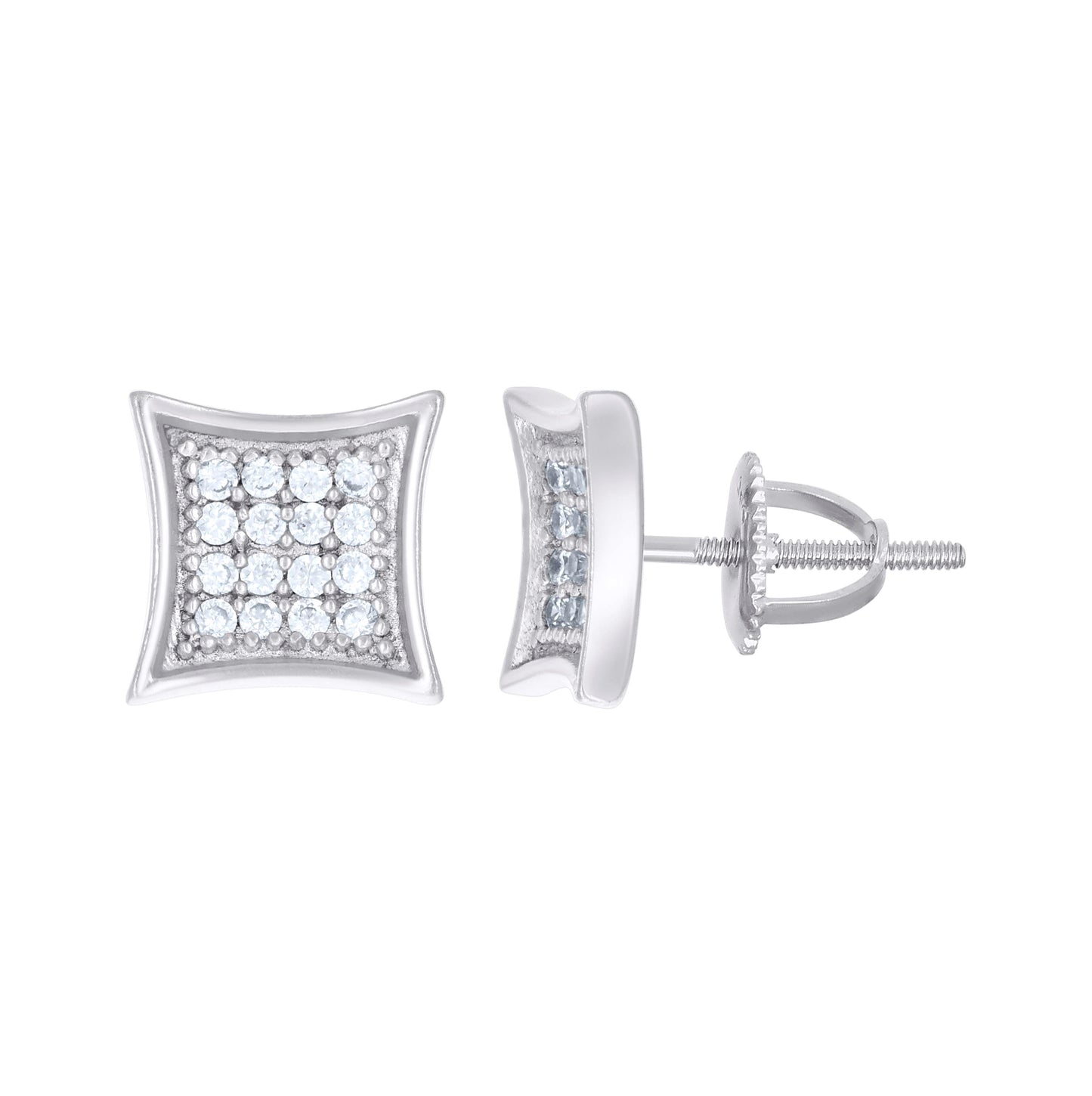 Sterling Silver Or Yellow-Tone Unisex Cubic Zirconia Kite Stud Earrings