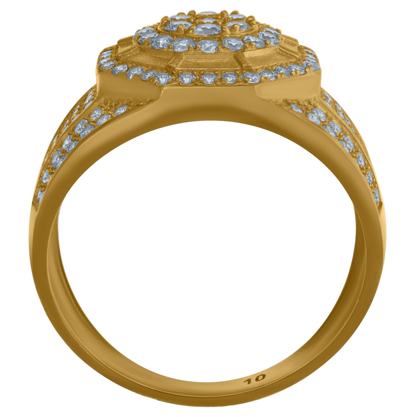10K Yellow Gold Mens Cubic Zirconia Octagon Engagement Ring