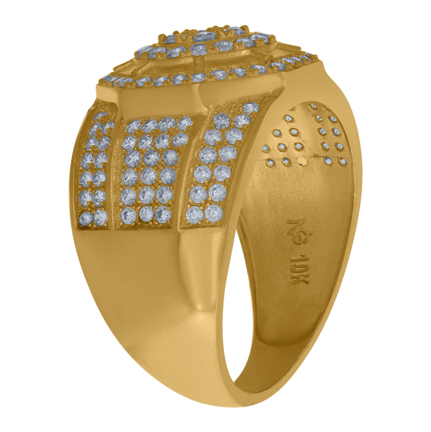 10K Yellow Gold Mens Cubic Zirconia Octagon Engagement Ring