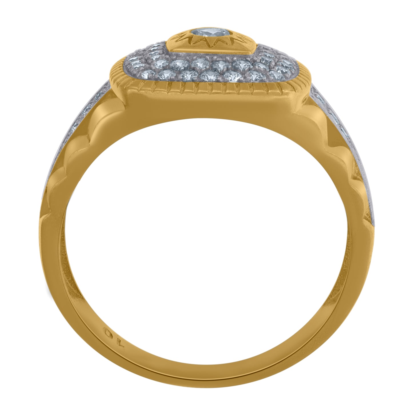 10K Two-Tone Gold Mens Cubic Zirconia Square Head Fashion Ring