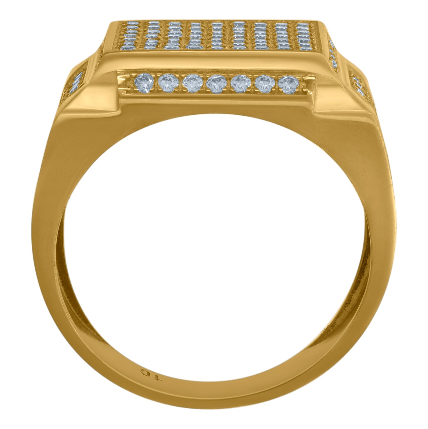 10K Yellow Gold Mens Cubic Zirconia Square Head Fashion Ring