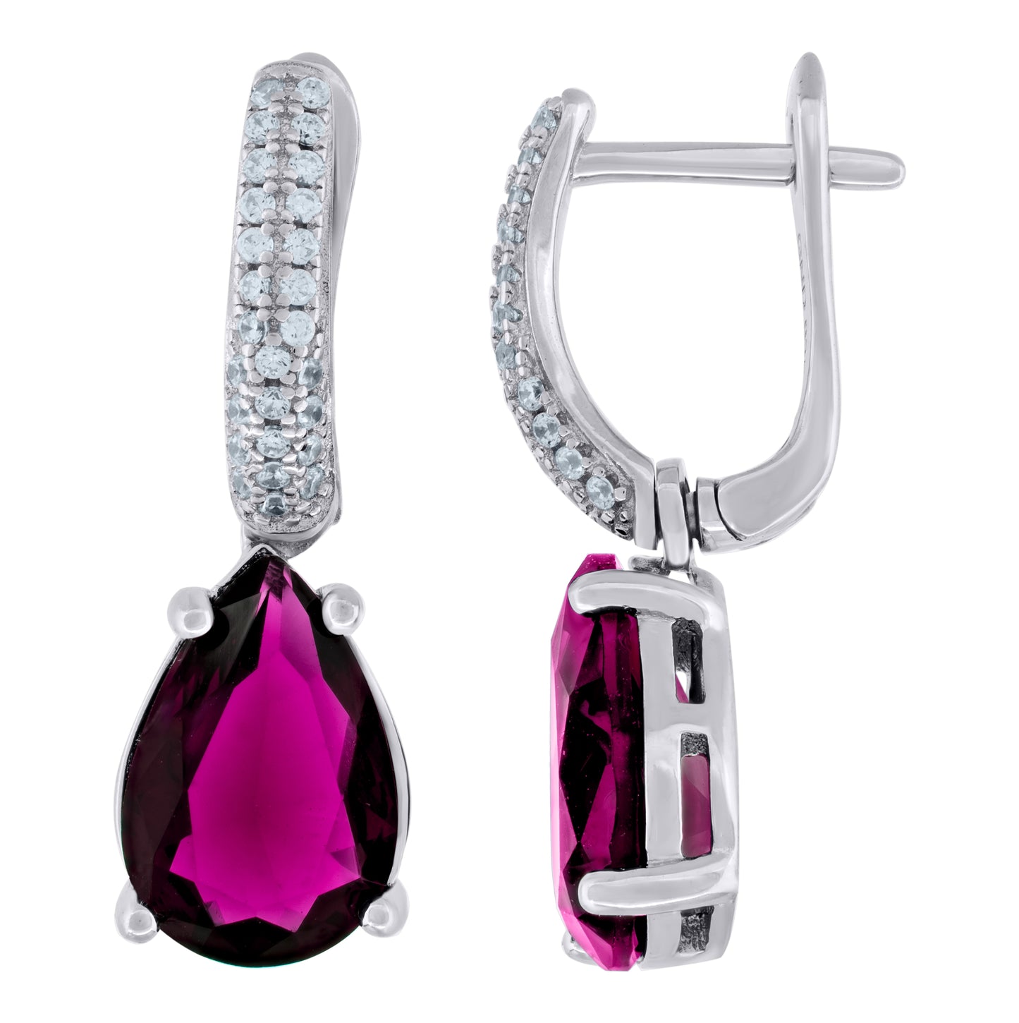 Sterling Silver Womens Cubic Zirconia Dangle Earrings