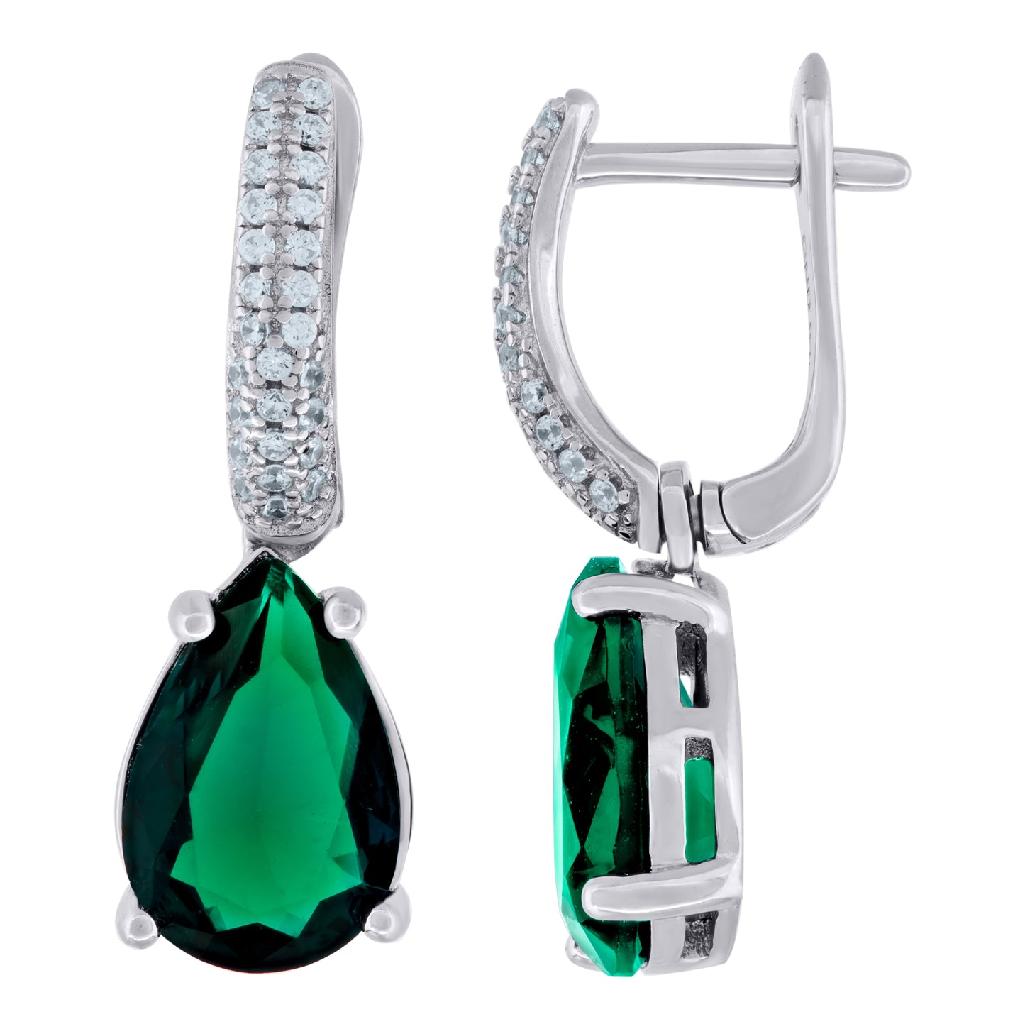 Sterling Silver Womens Cubic Zirconia Dangle Earrings