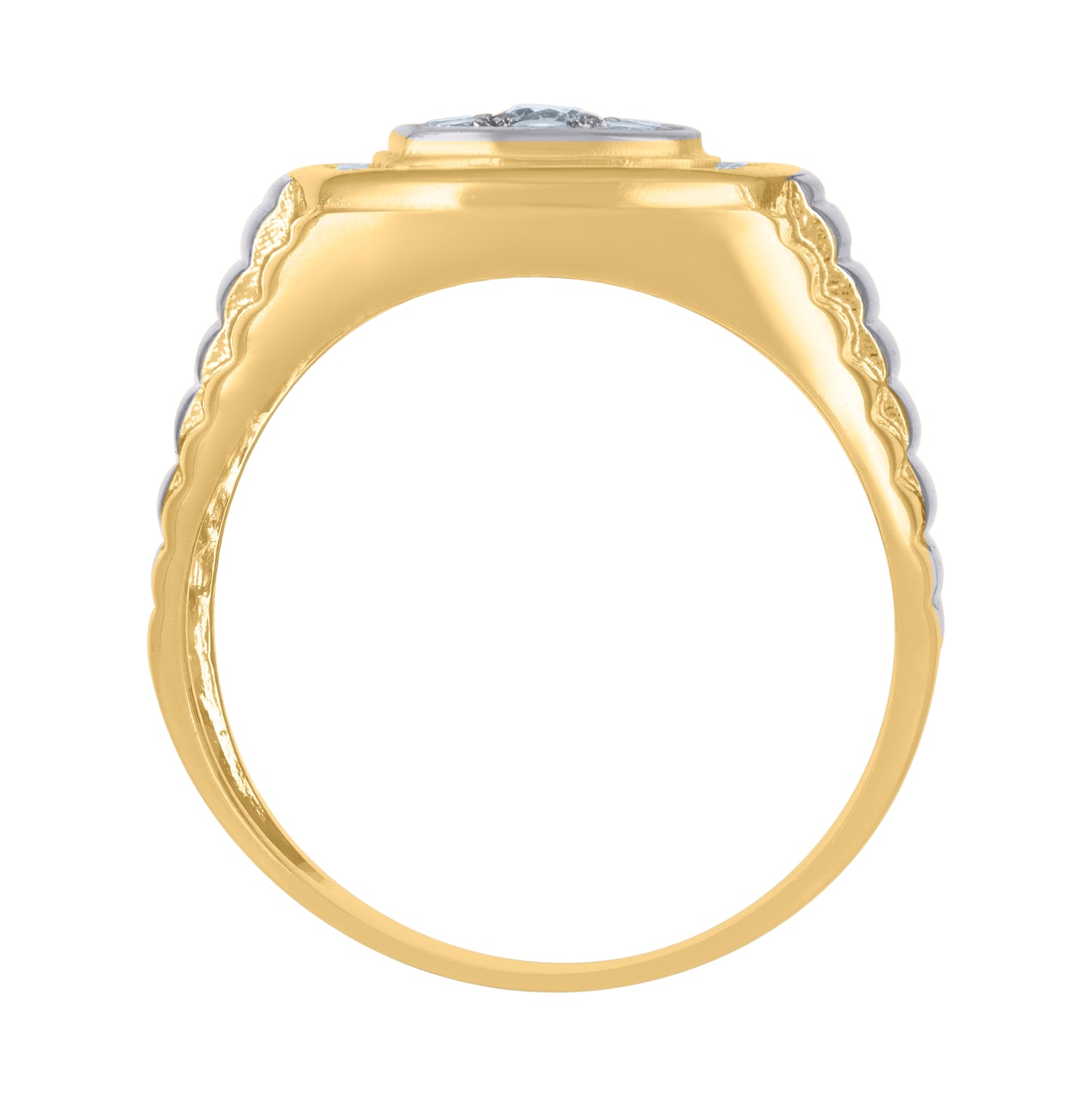 10K Two-Tone Gold Mens Cubic Zirconia Square Head Fashion Ring