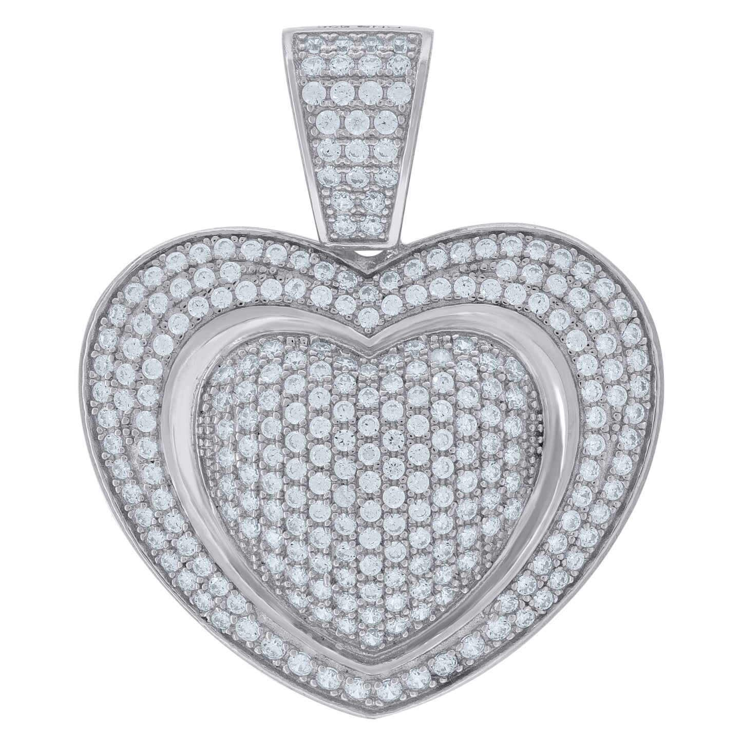 Sterling Silver Womens Cubic-Zirconia Heart Charm Pendant