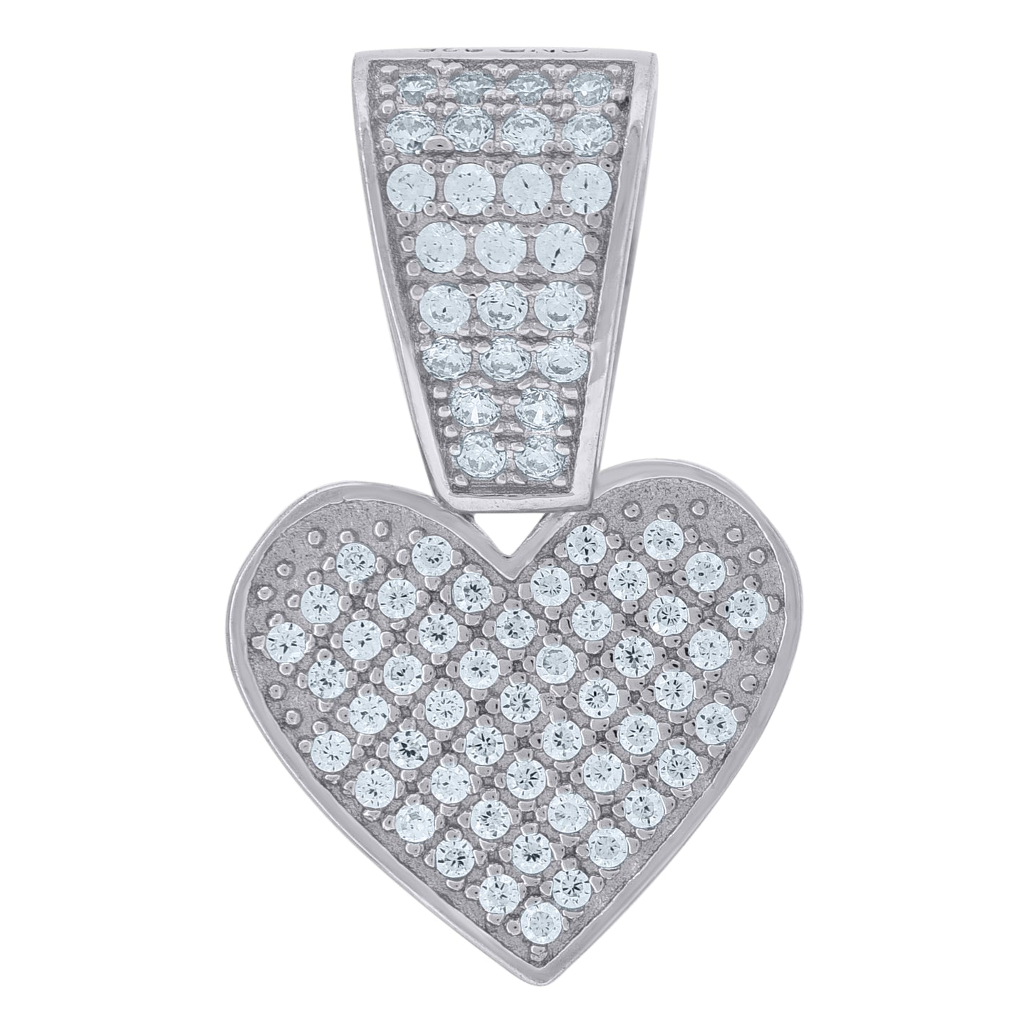 Sterling Silver Womens Cubic-Zirconia Heart Charm Pendant