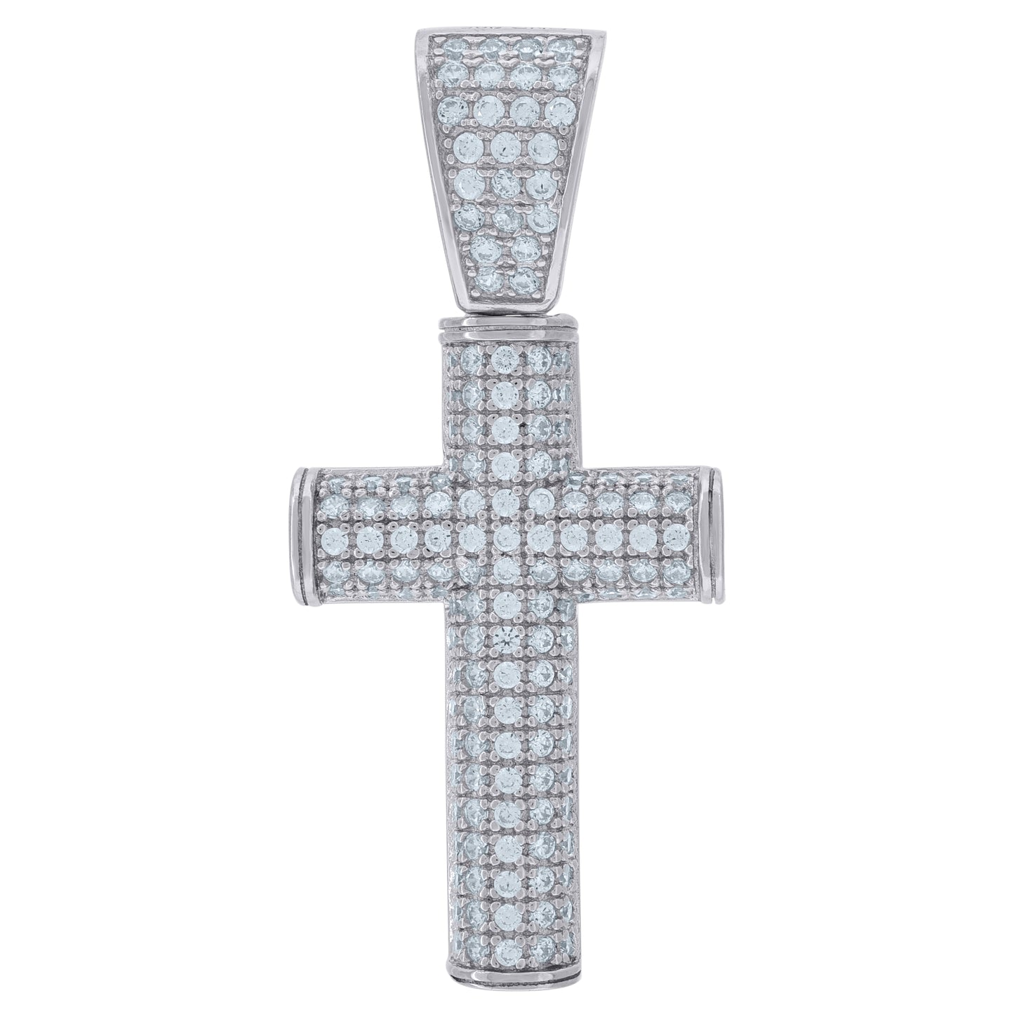 Sterling Silver Unisex Cubic Zirconia Cross Religious Charm Pendant
