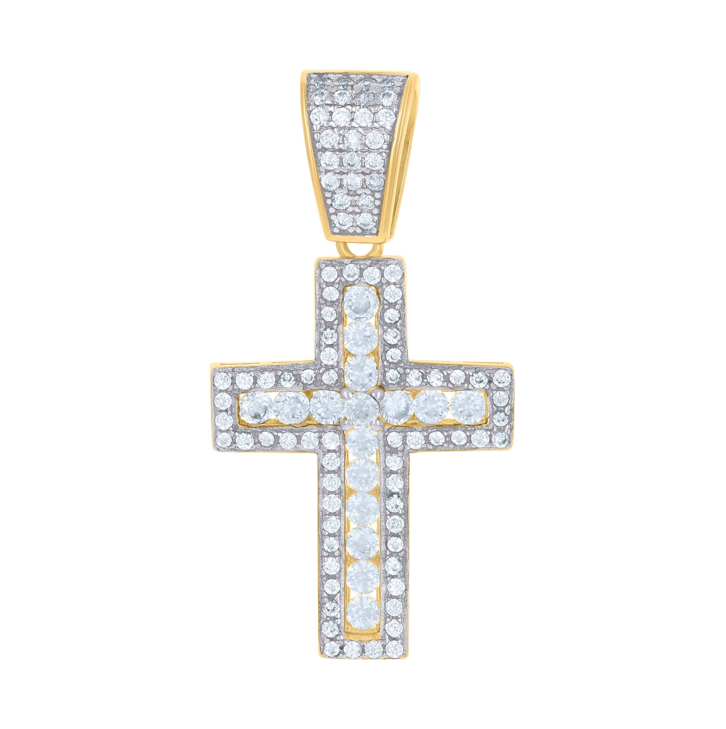 Sterling Silver Unisex Cubic Zirconia Cross Religious Charm Pendant