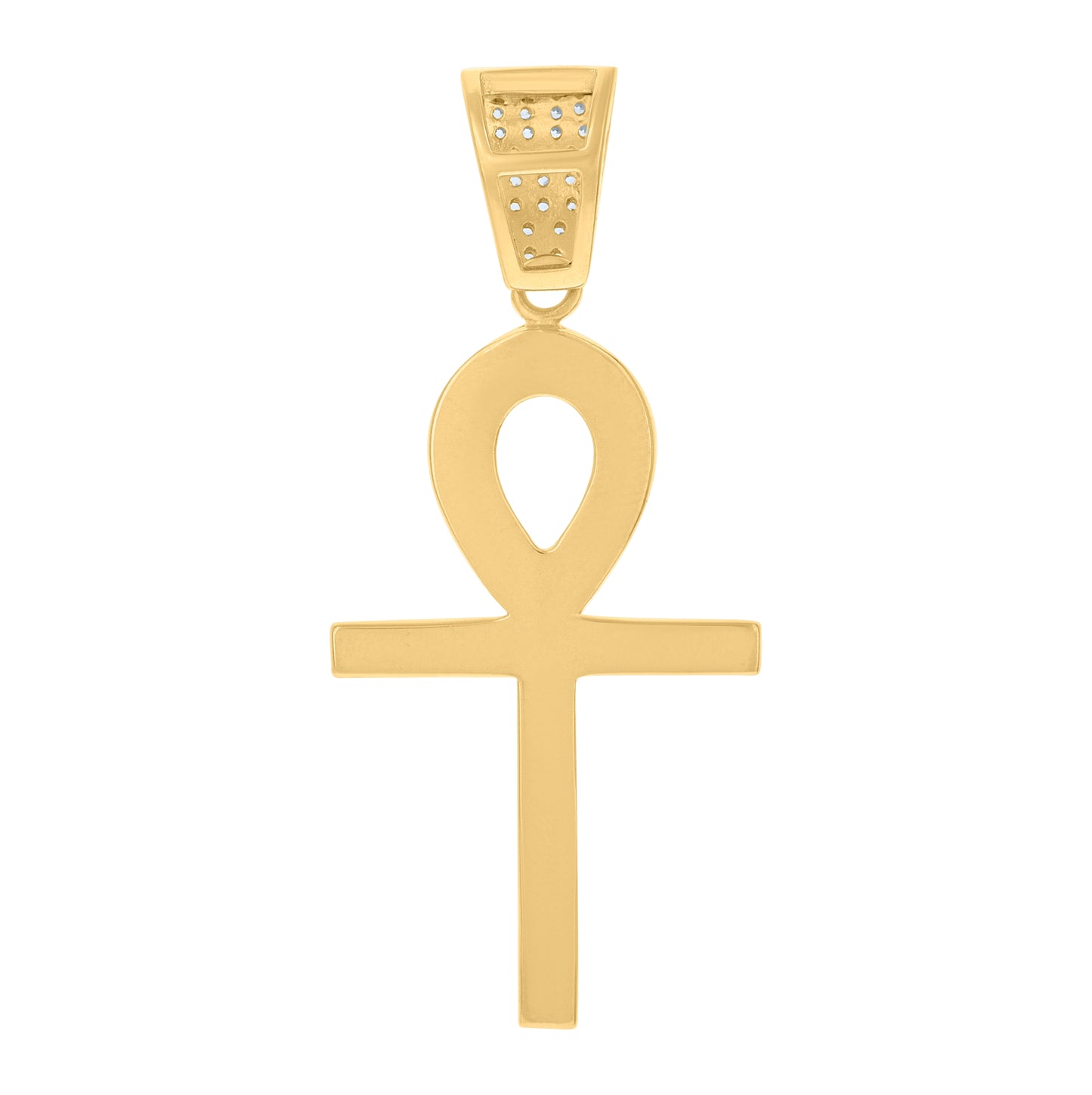 Sterling Silver Unisex Cubic Zirconia Ankh Cross Religious Charm Pendant