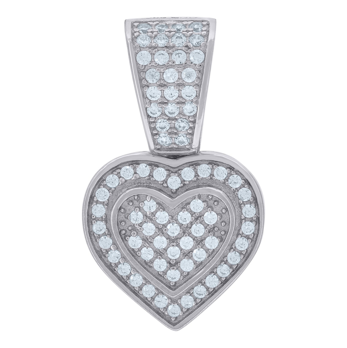Sterling Silver Womens Cubic-Zirconia Heart Charm Pendant