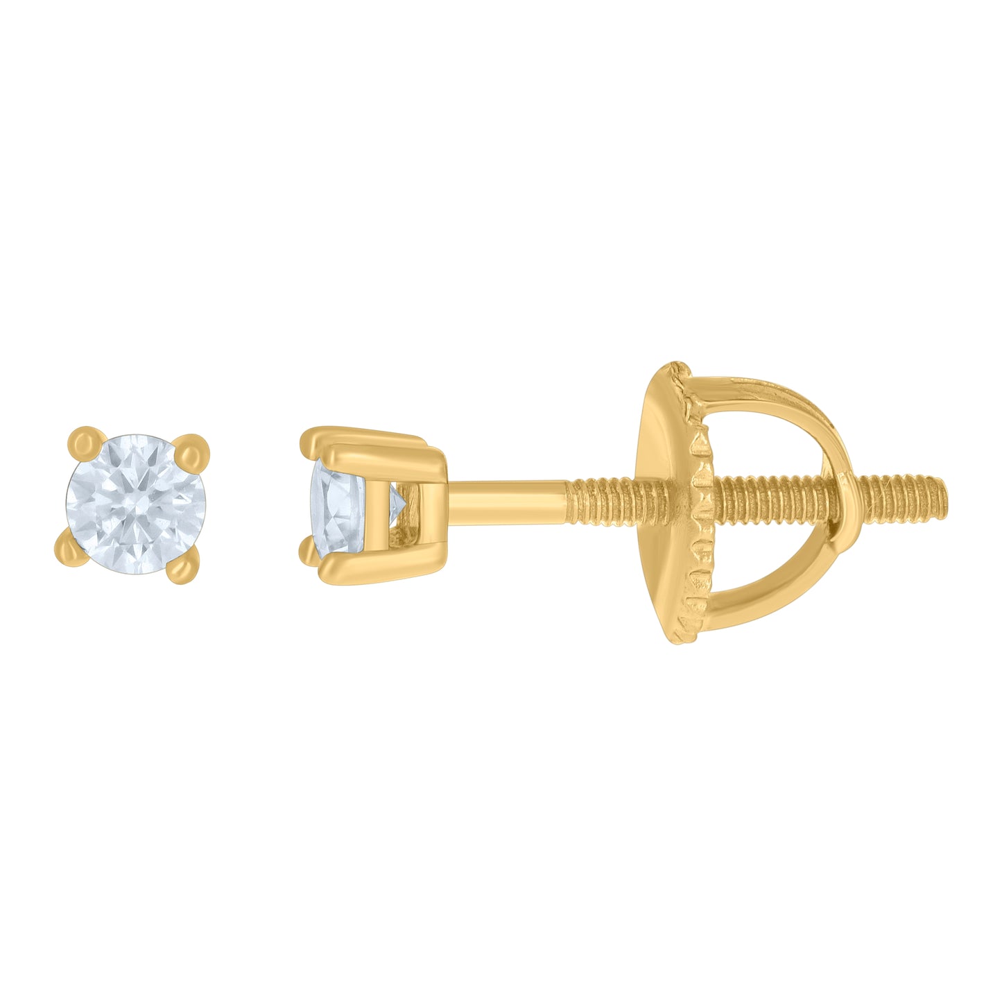 Sterling Silver Yellow-Tone Womens Cubic Zirconia Round Classic Studs Earrings