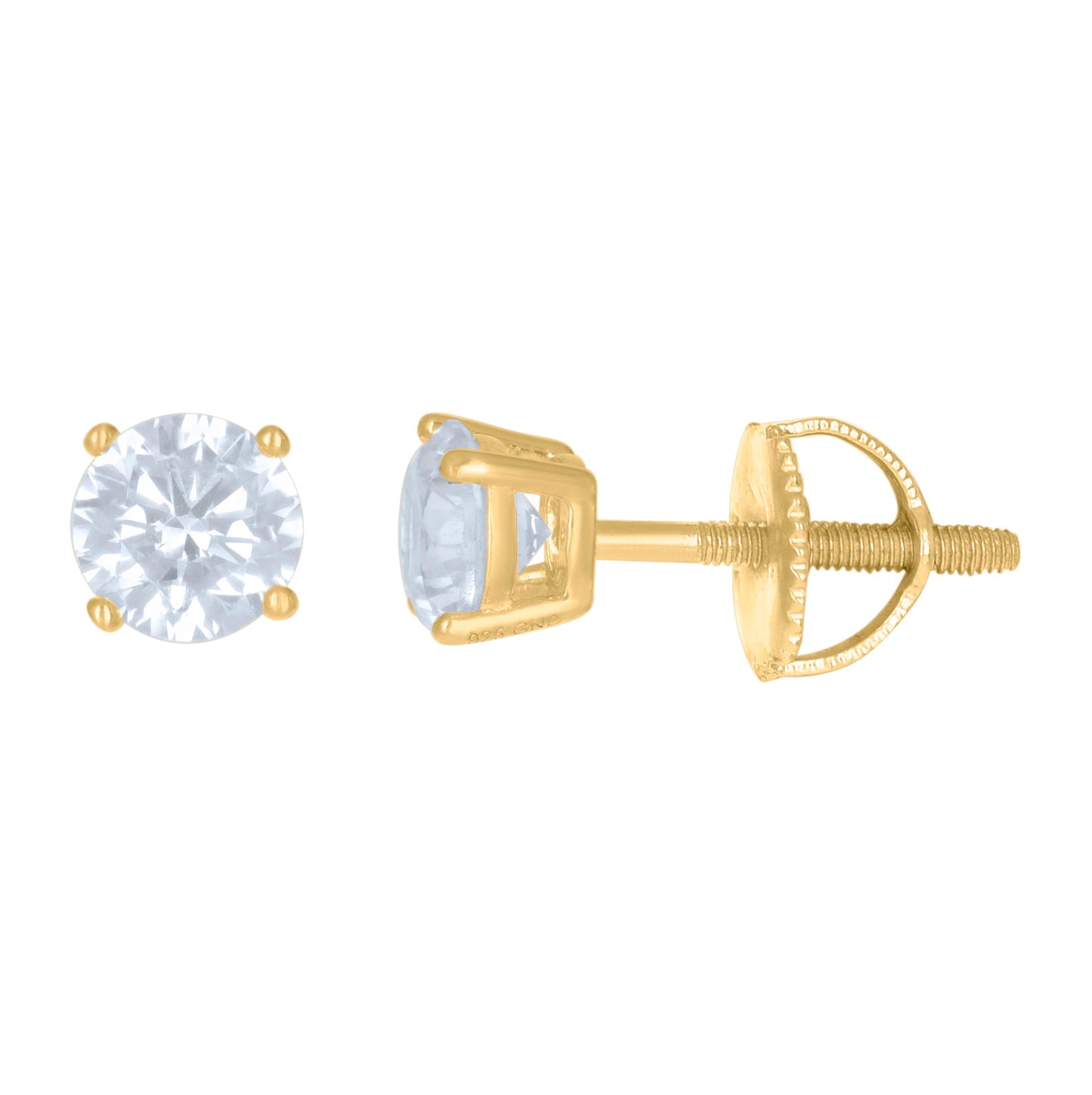 Sterling Silver Womens Cubic Zirconia Round Classic Studs Earrings