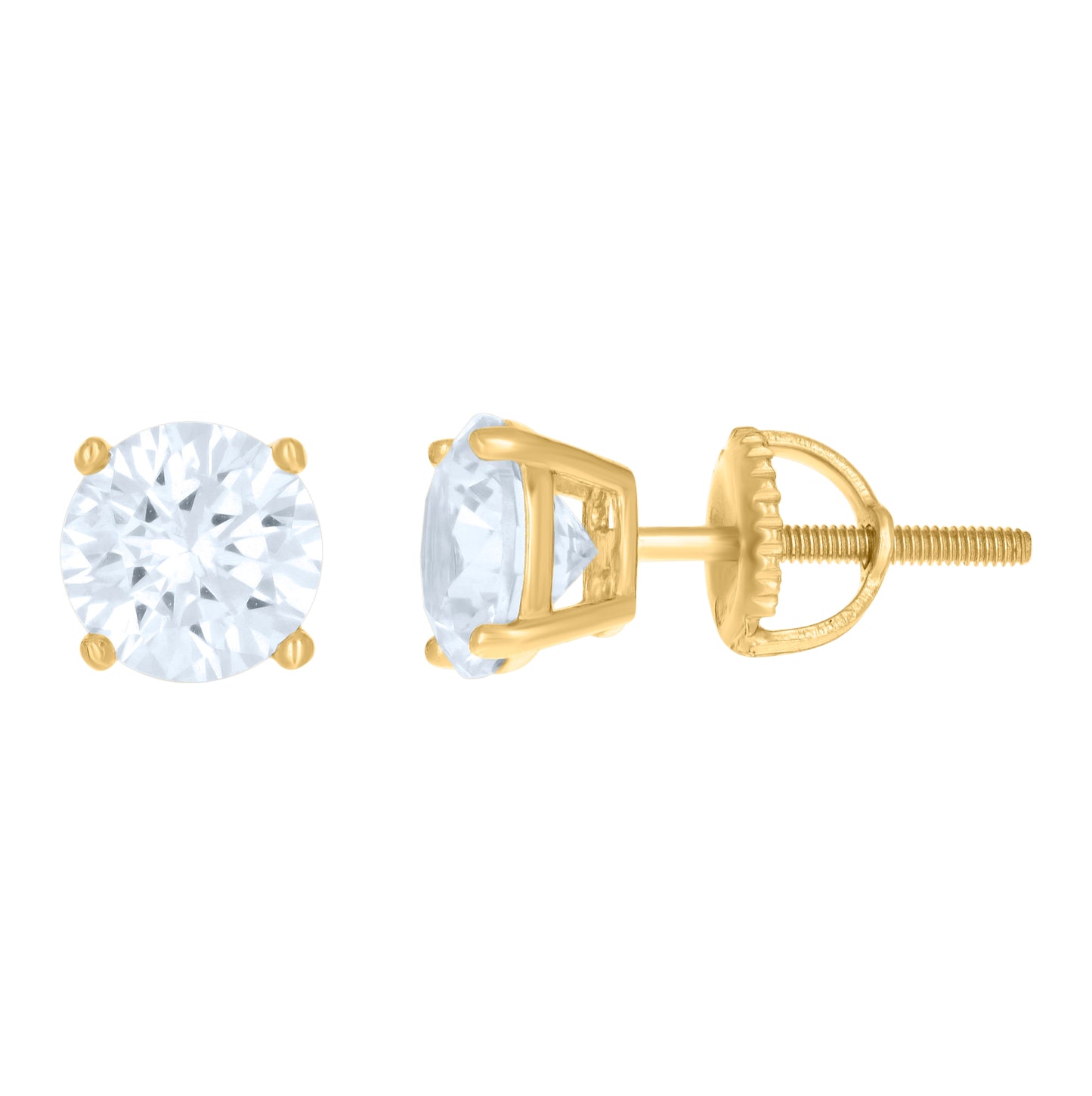 Sterling Silver Womens Cubic Zirconia Round Classic Studs Earrings