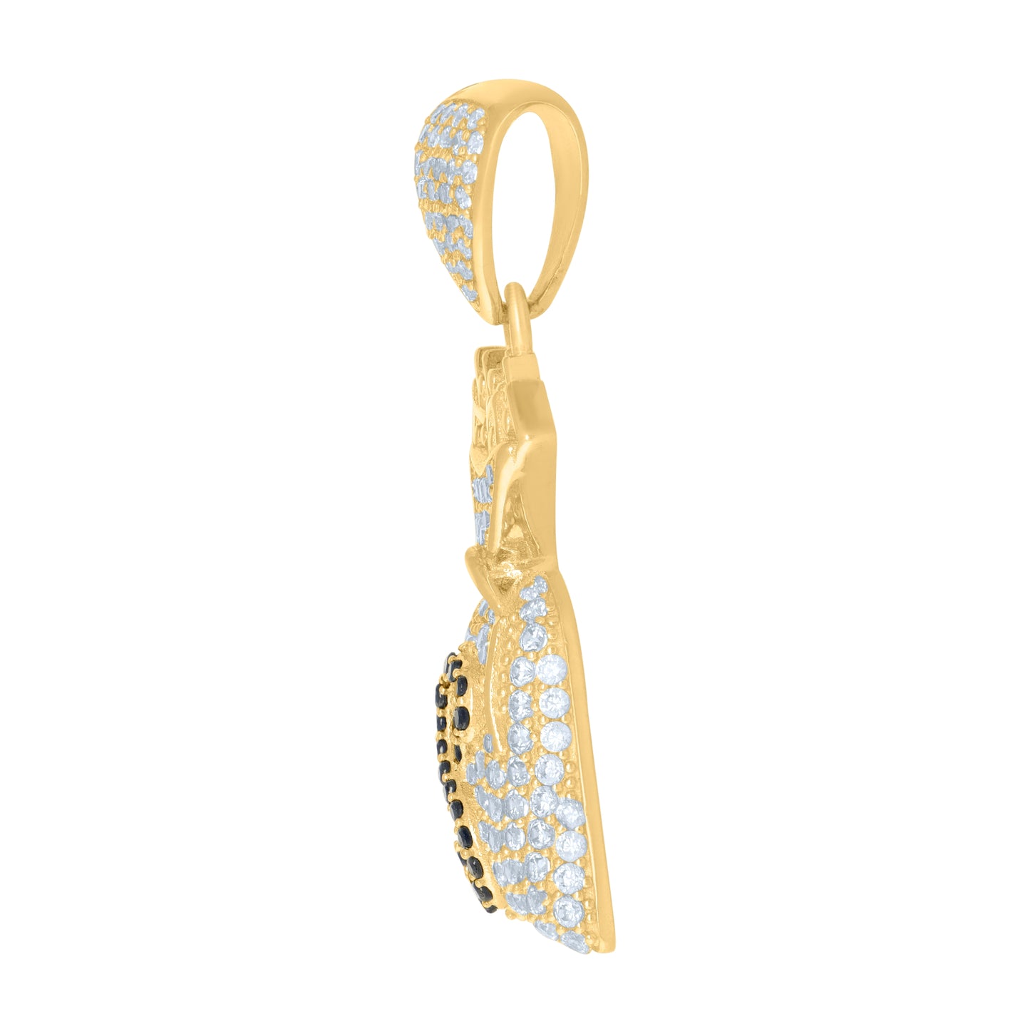 10K Yellow Gold Mens Black White Cubic-Zirconia Money Bag Currency Charm Pendant