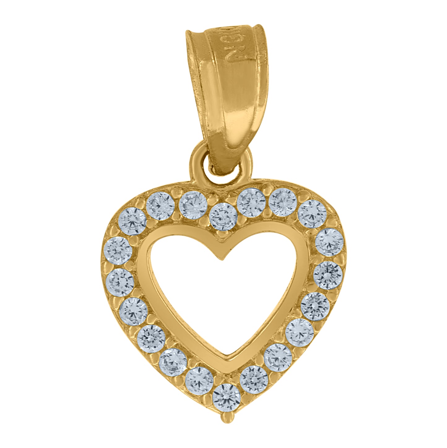 10K Yellow Gold Women Cubic-Zirconia Love Heart Pendant