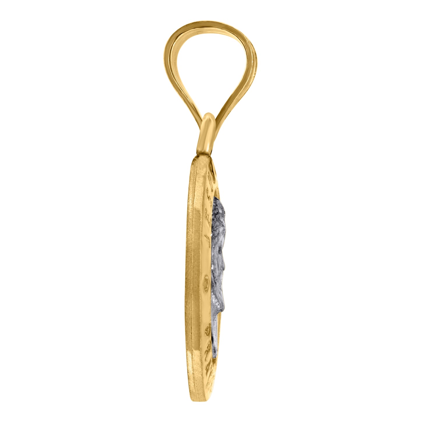 10K Two-Tone Gold Unisex Textured Jesus Christ Pray For Us Religious Charm Pendant