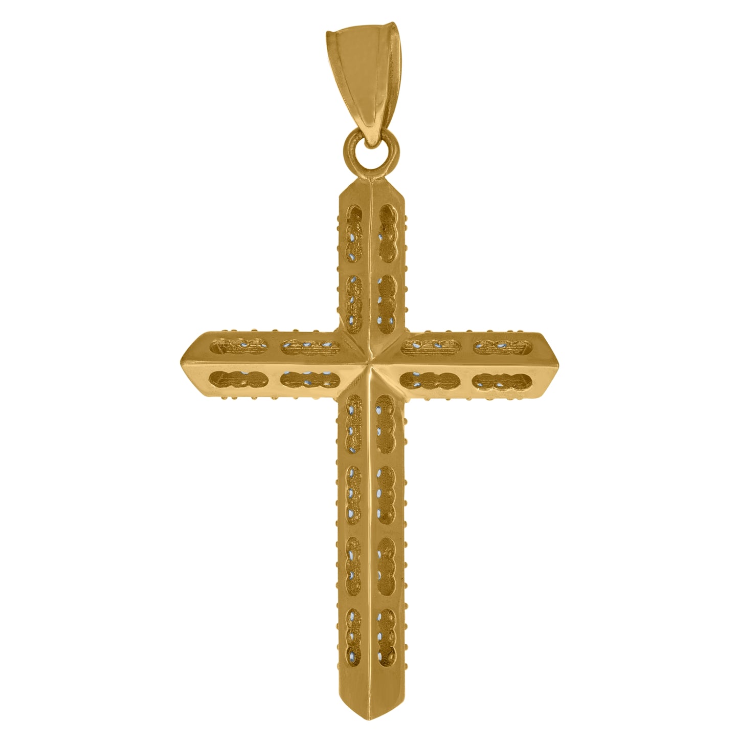 10K Yellow Gold Unisex Cubic Zirconia Cross Religious Pendant