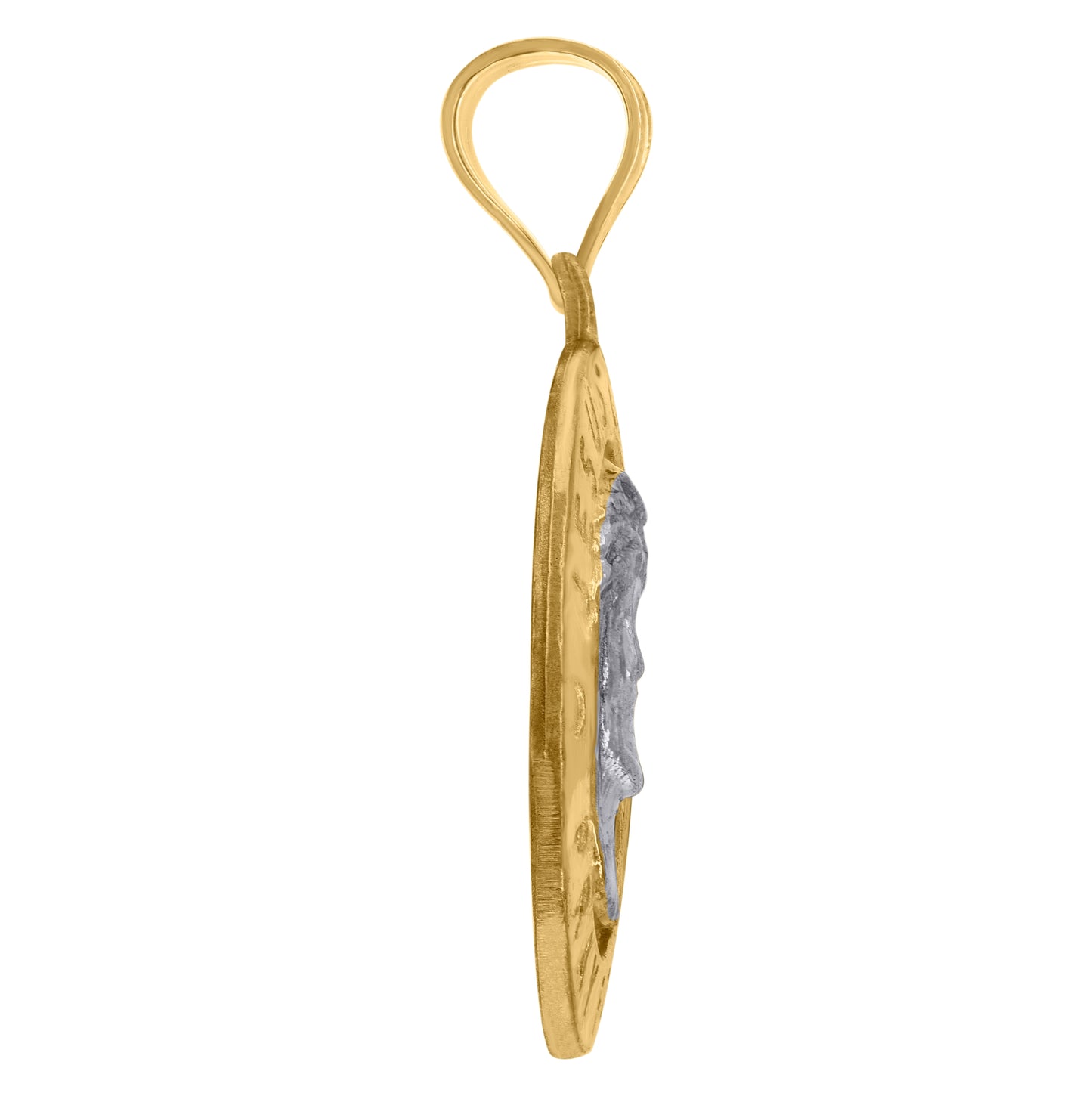 10K Two-Tone Gold Mens Textured Jesus Pray For Us Religious Charm Pendant