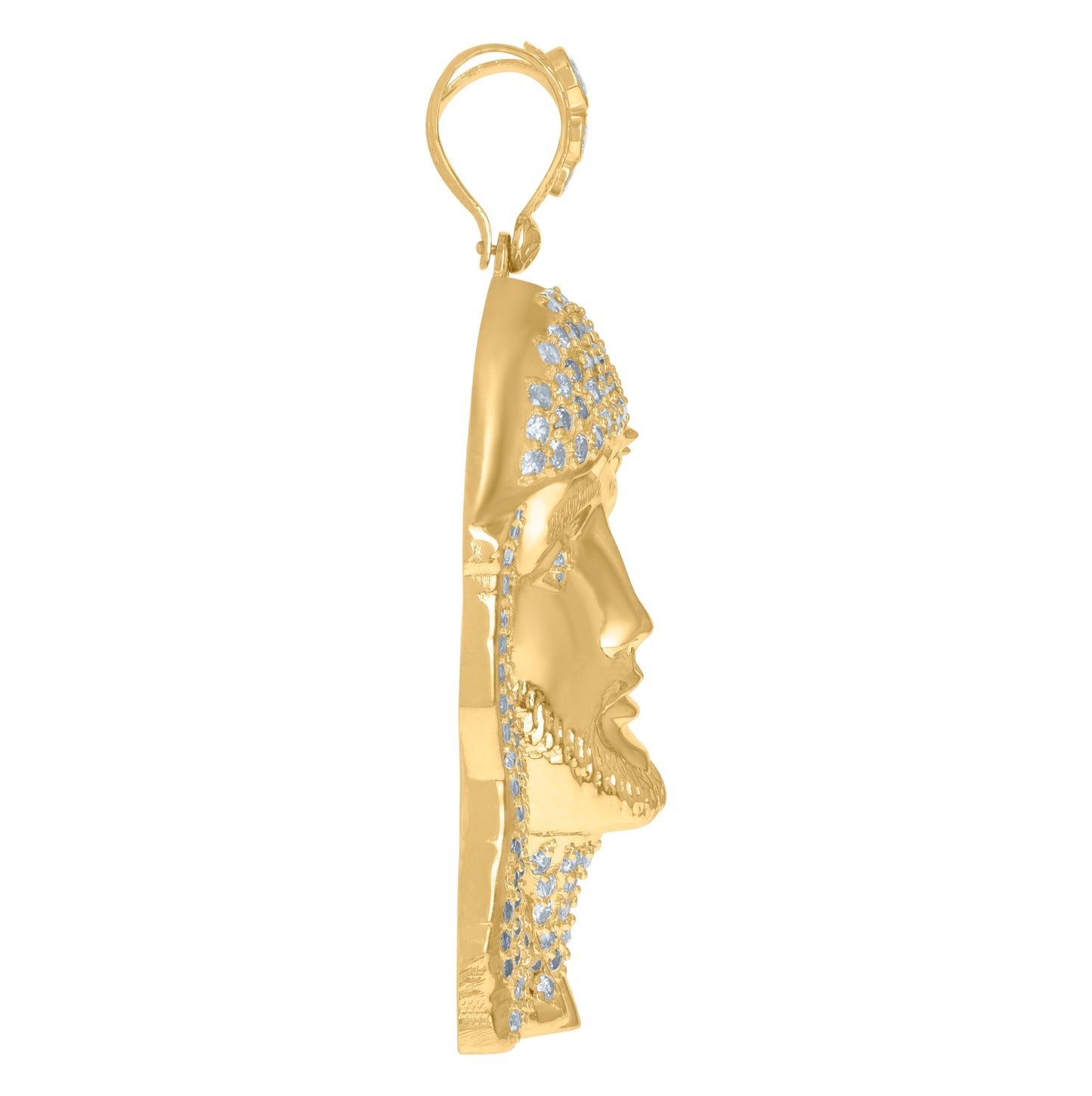 10K Yellow Gold Mens Cubic-Zirconia Jesus Religious Charm Pendant
