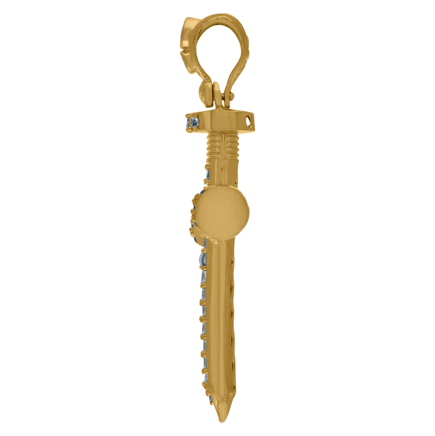 10K Yellow Gold Mens Round Cubic-Zirconia Nail Cross Religious Charm Pendant