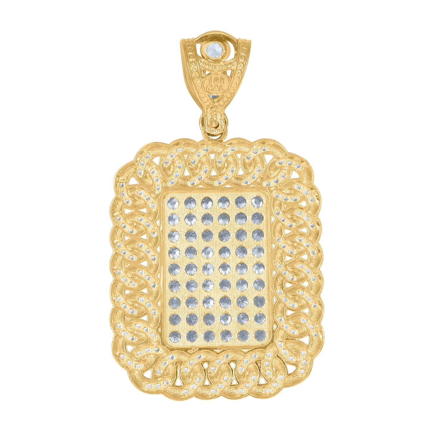 10K Yellow Gold Mens Cubic-Zirconia Jesus Religious Cuban Link Charm Pendant