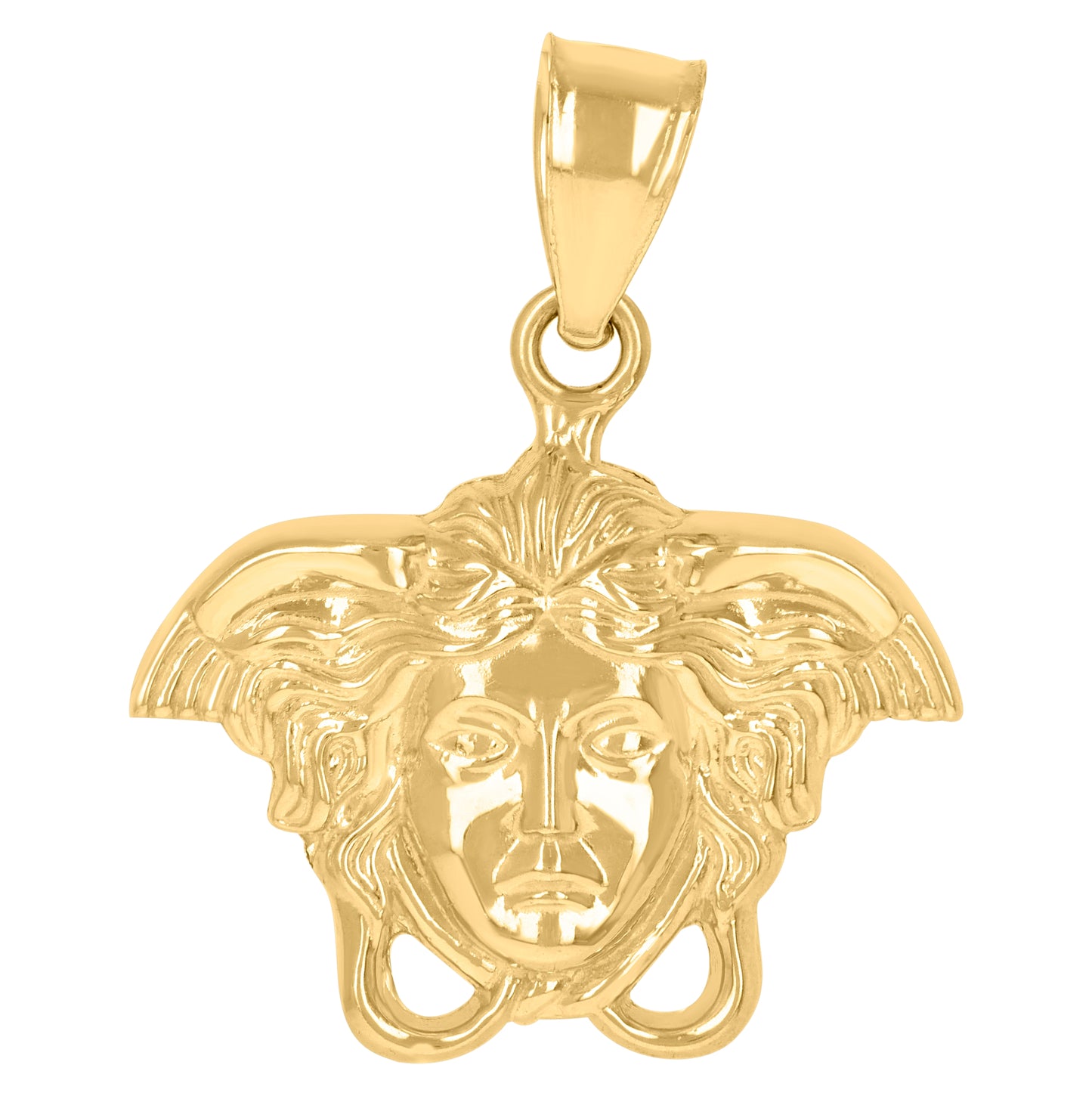 10K Yellow Gold Mens Medusa Egyptian Fashion Charm Pendant
