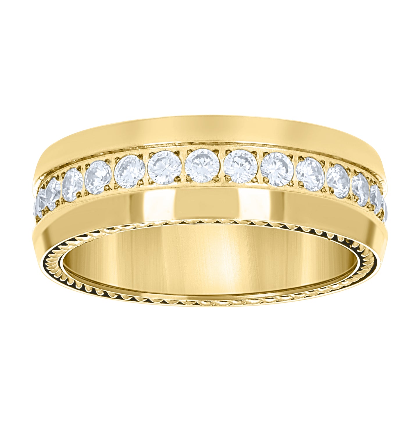 Yellow Tone Stainless Steel Mens Cubic Zirconia Size-11 Comfort-fit Fashion Band Ring