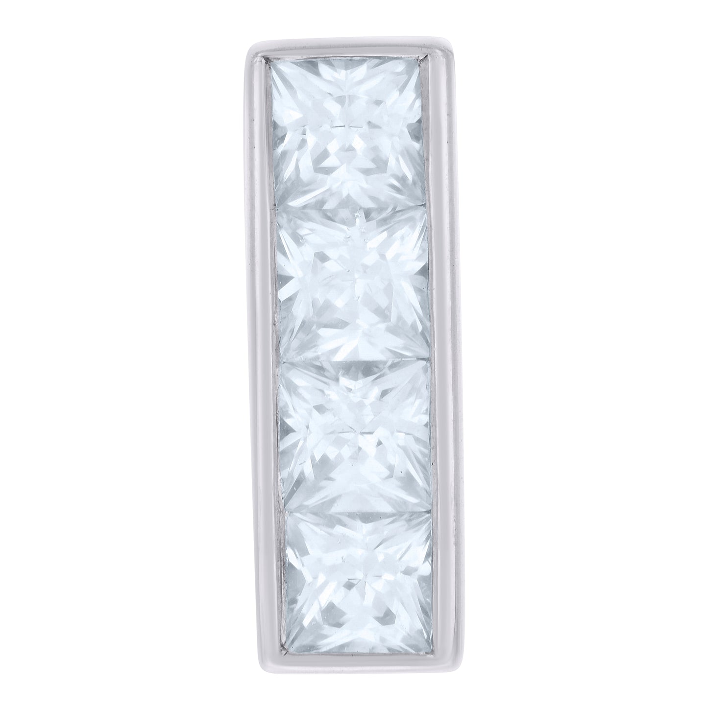 Sterling Silver Womens Princess-Cut Cubic-Zirconia Fashion Slide Charm Pendant