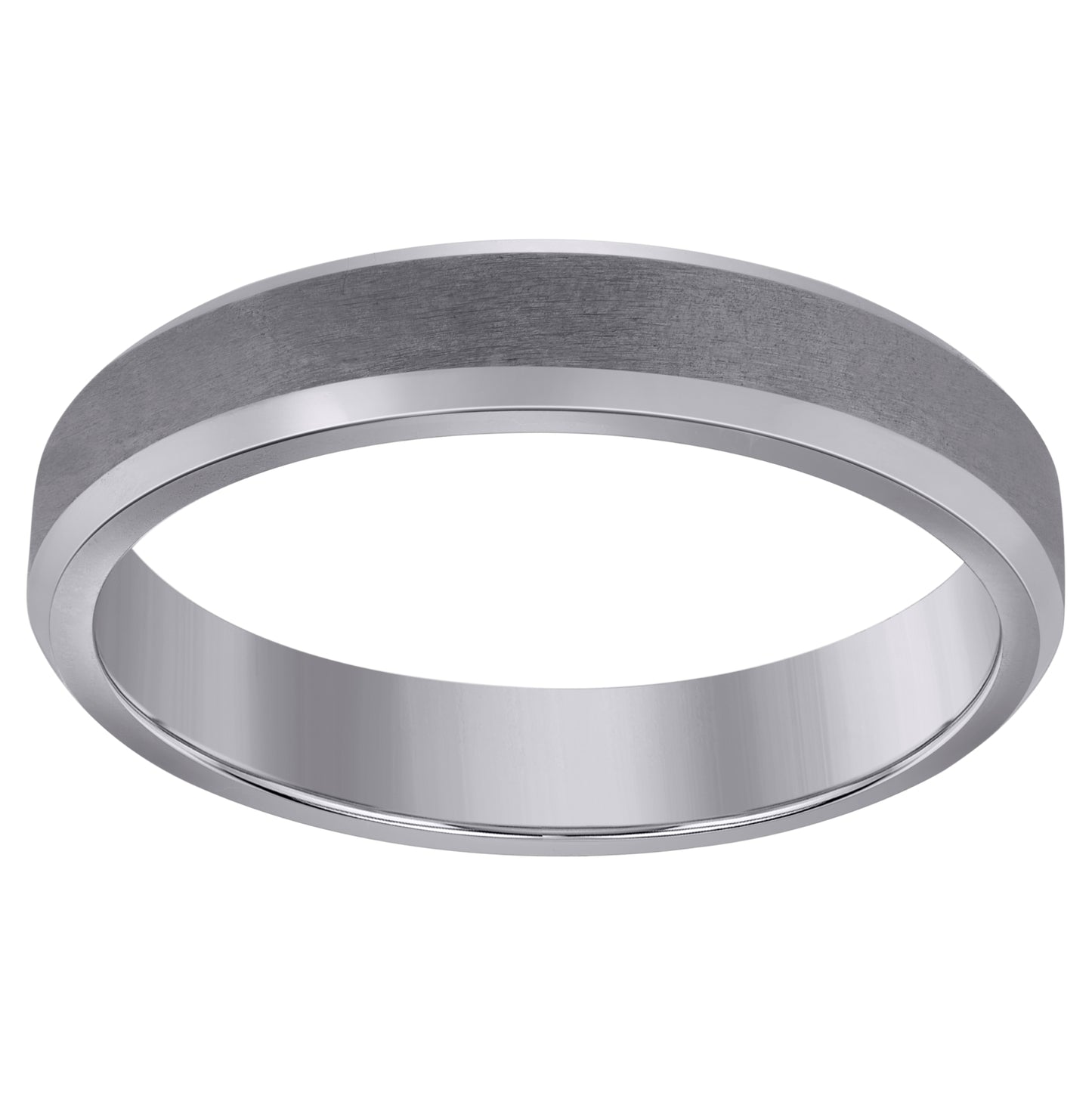 Titanium Mens Brushed Beveled Edge Comfort Fit Bridal Anniversary Engagement Wedding Band 4mm Sizes 7 - 11