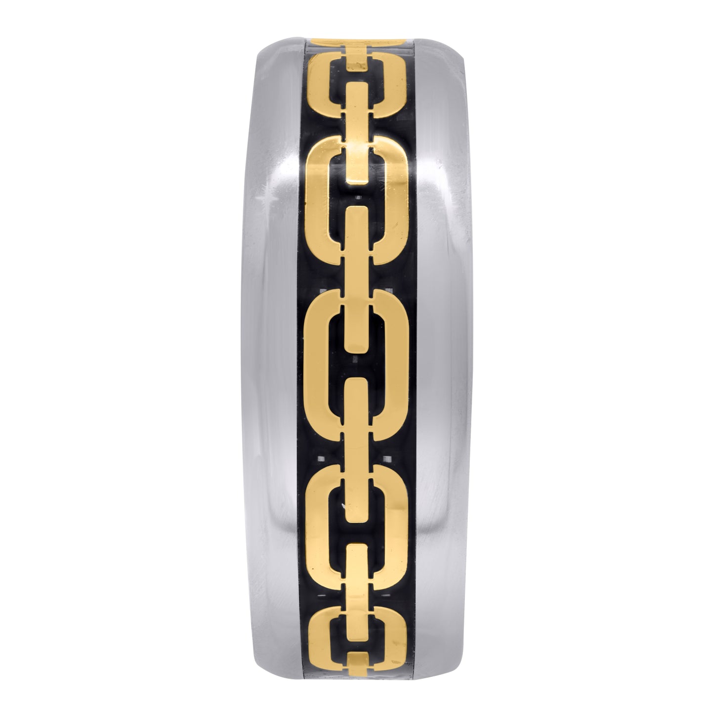 Titanium Black Yellow Tone Chain Comfort Fit Bridal Anniversary Engagement Wedding Band 8mm Sizes 8 - 13